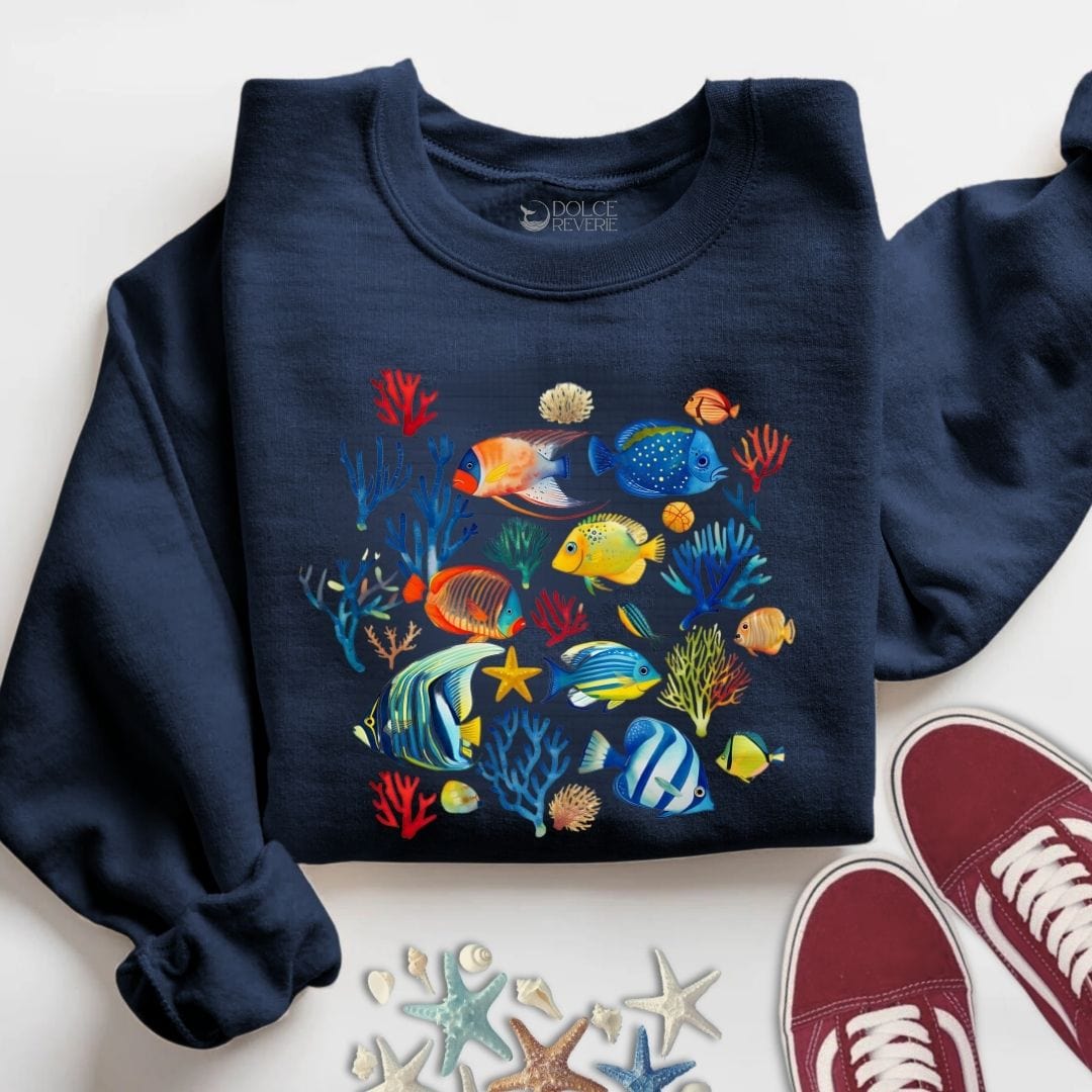 Colorful Fish Sweatshirt S / Navy