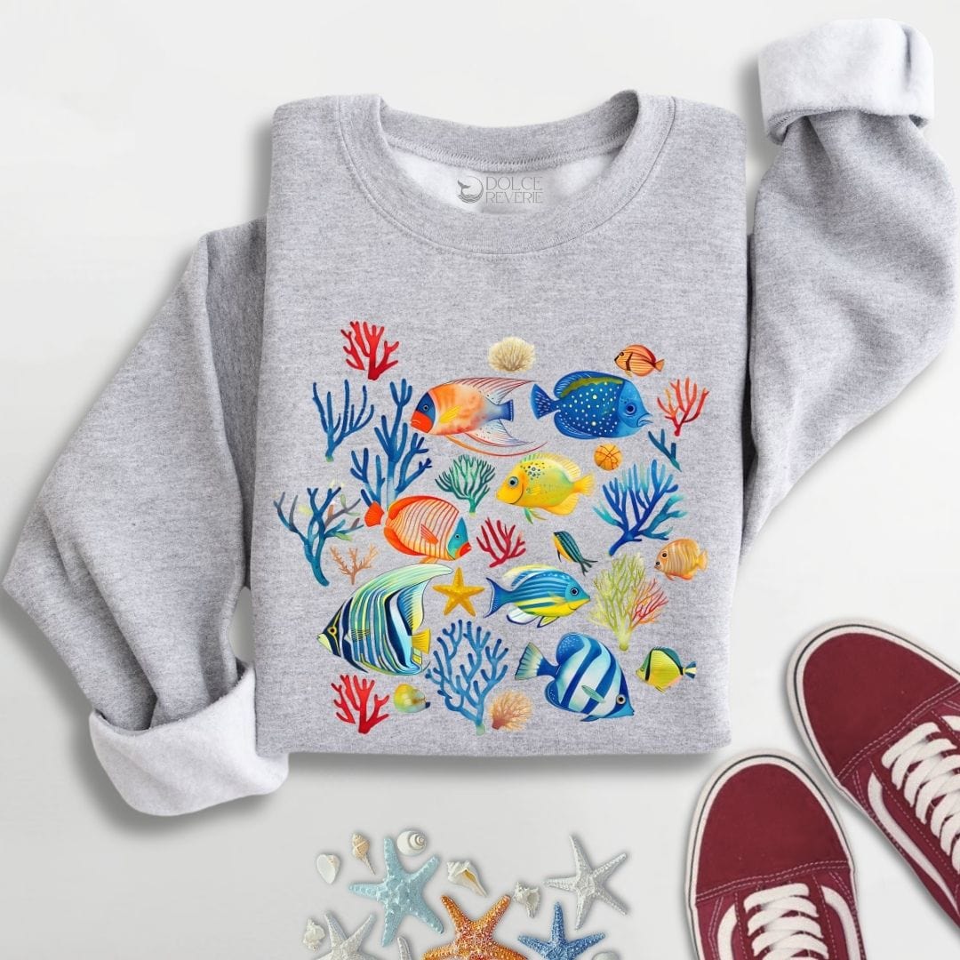 Colorful Fish Sweatshirt S / Sport Grey