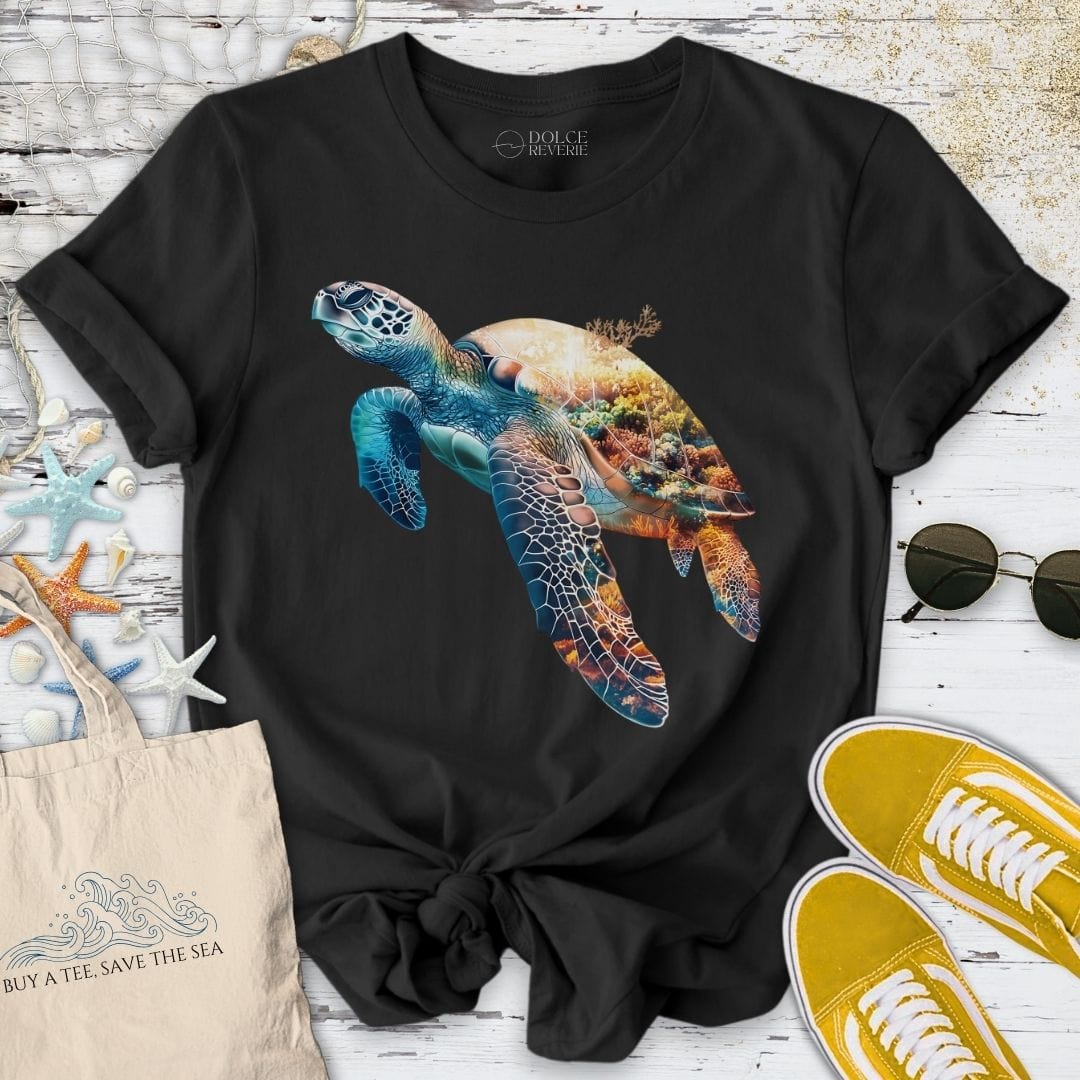 Coral Turtle T-Shirt Black / S