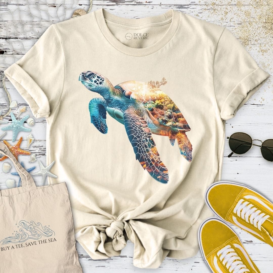 Coral Turtle T-Shirt Natural / S