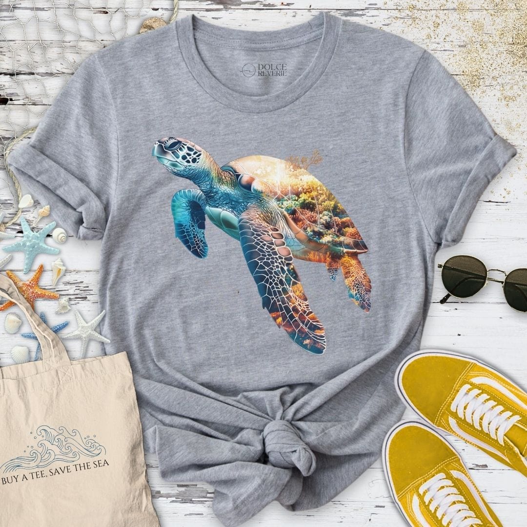 Coral Turtle T-Shirt Sport Grey / S