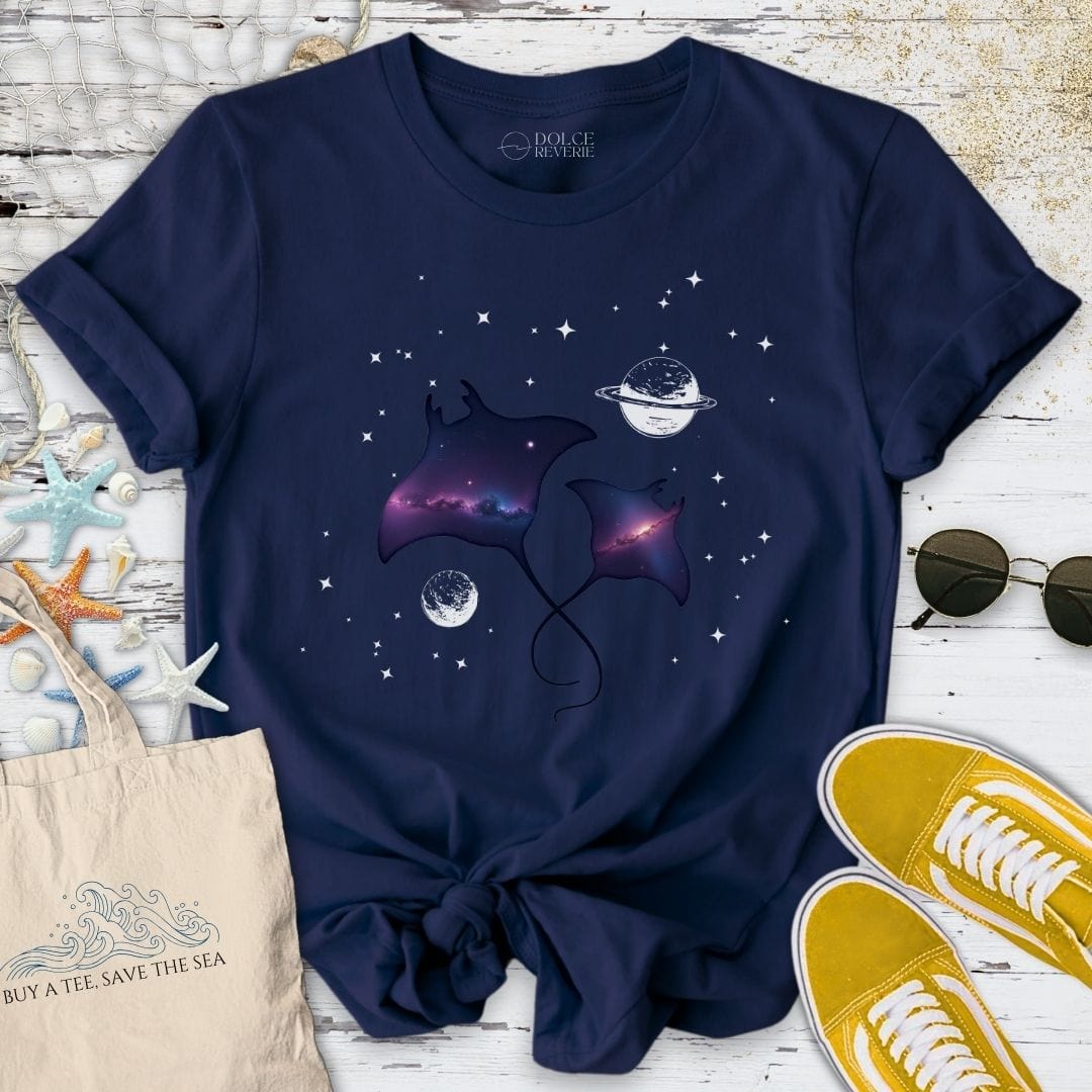 Cosmic Manta Rays T-Shirt Navy / S