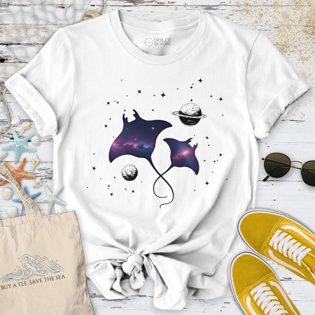 Cosmic Manta Rays T-Shirt White / S