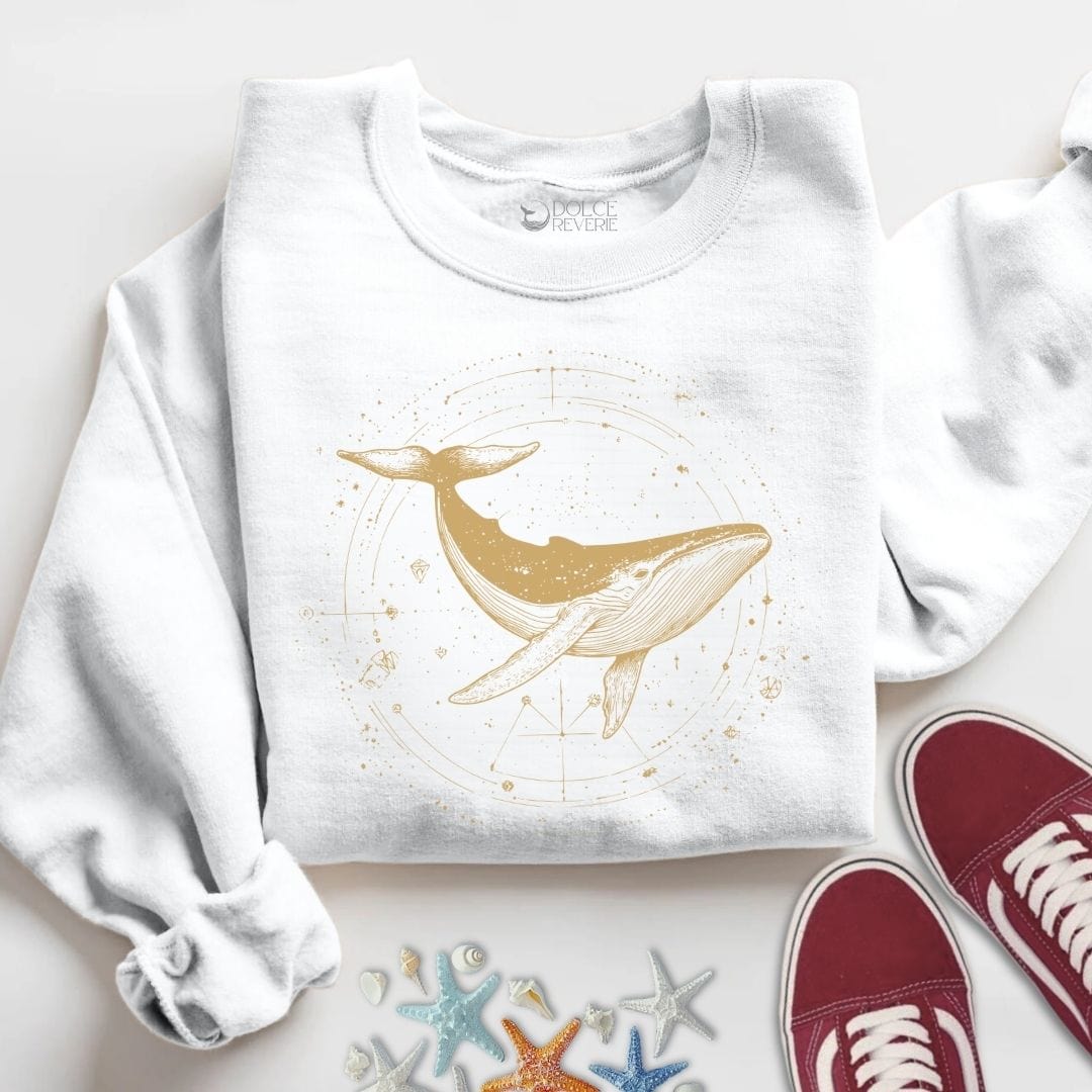 Cosmic Whale Sweatshirt S / White