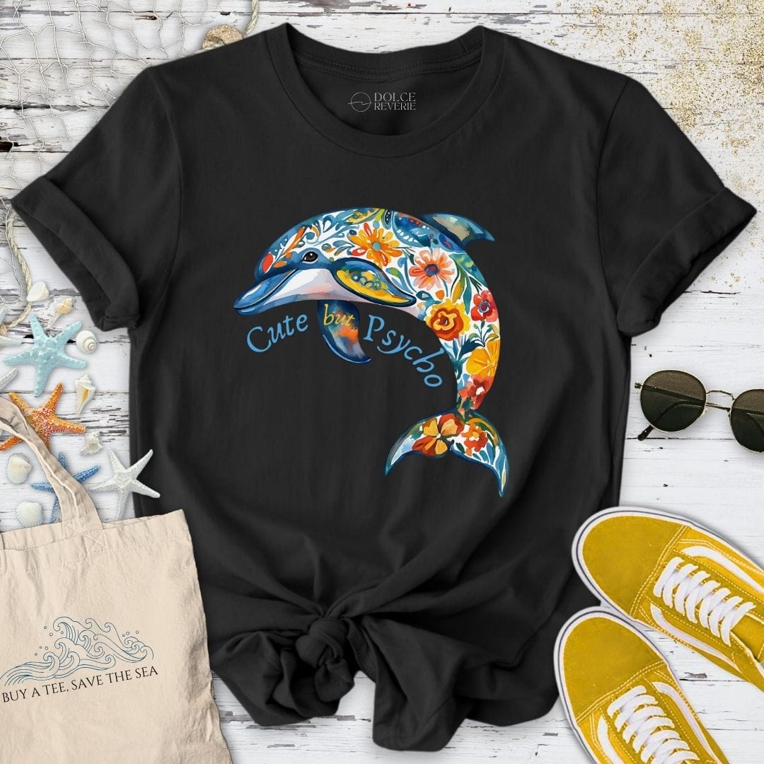 Cute But Psycho - Dolphin T-Shirt Black / S