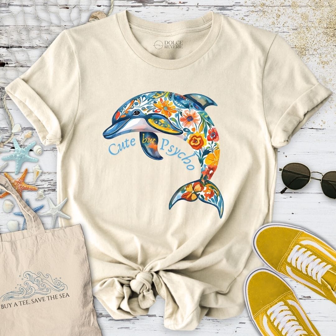 Cute But Psycho - Dolphin T-Shirt Natural / S