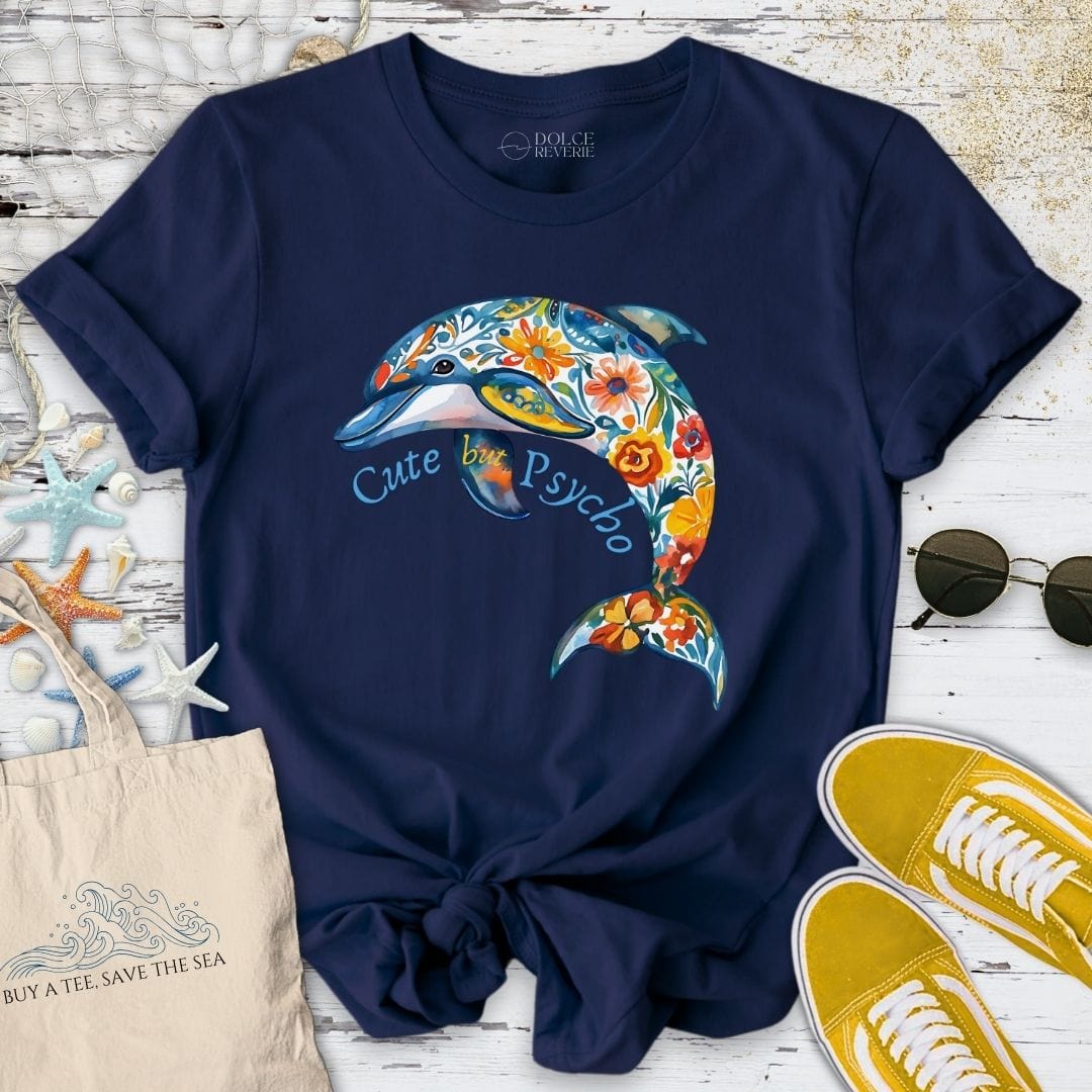 Cute But Psycho - Dolphin T-Shirt Navy / S