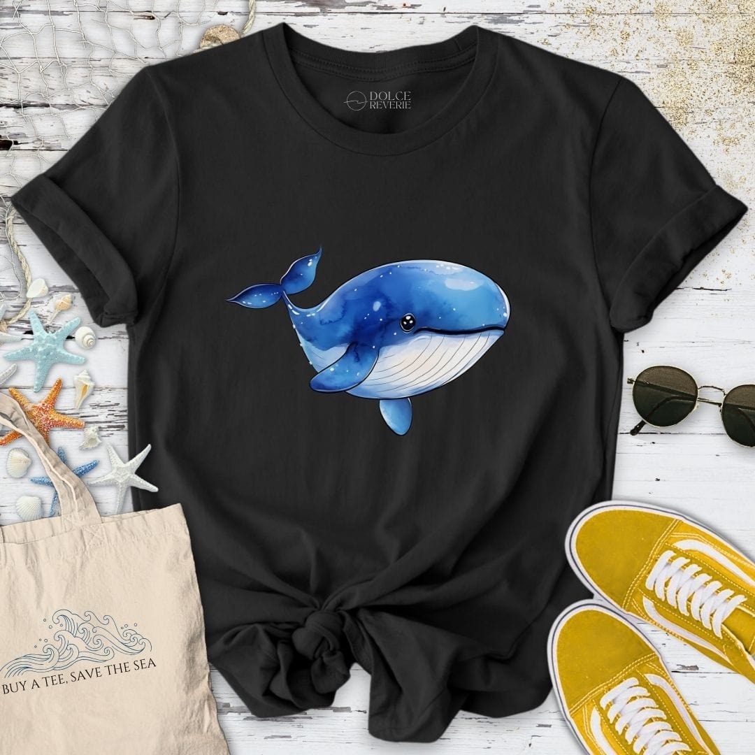 Cute Watercolor Whale T-Shirt Black / S