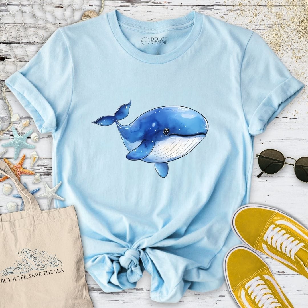 Cute Watercolor Whale T-Shirt Light Blue / S