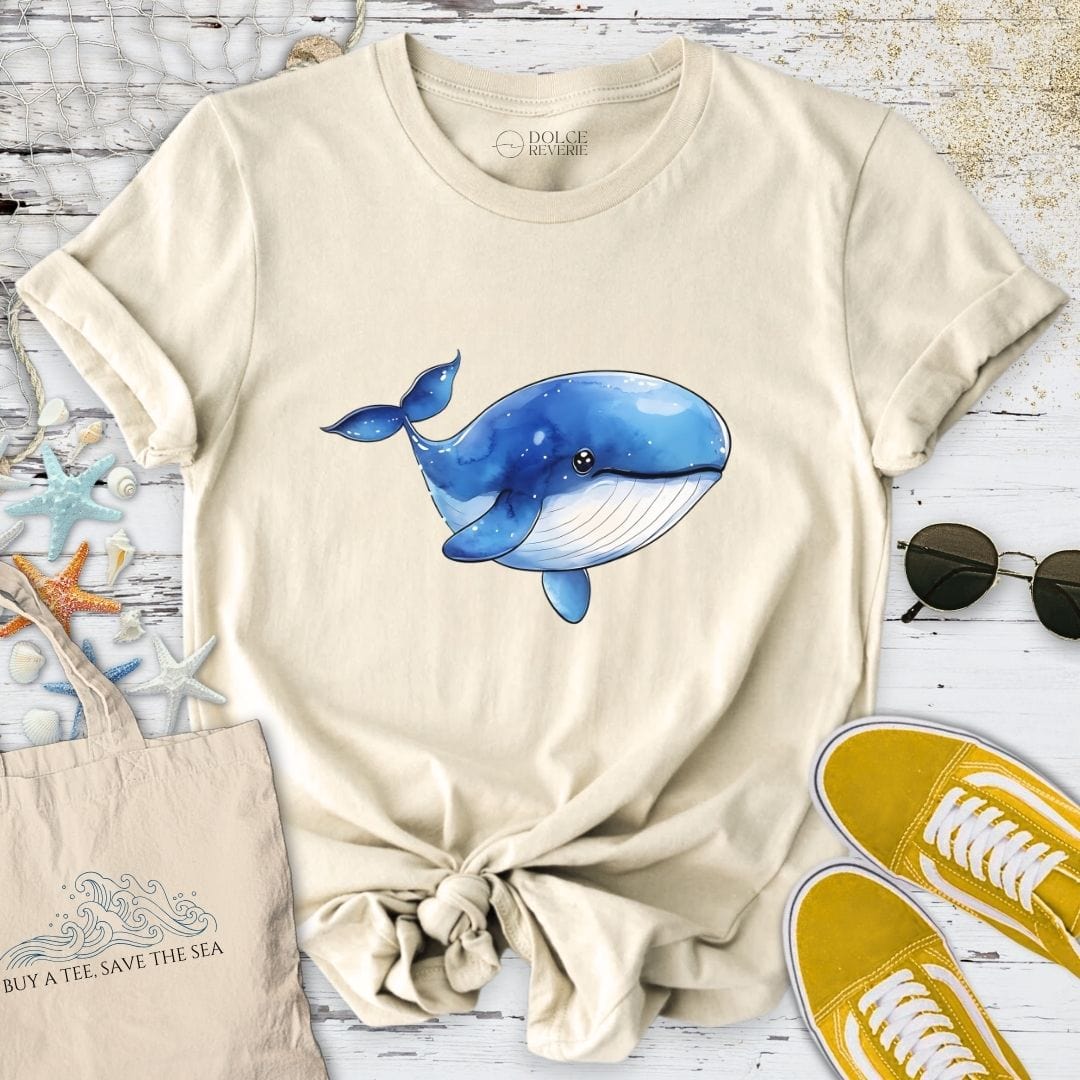 Cute Watercolor Whale T-Shirt Natural / S