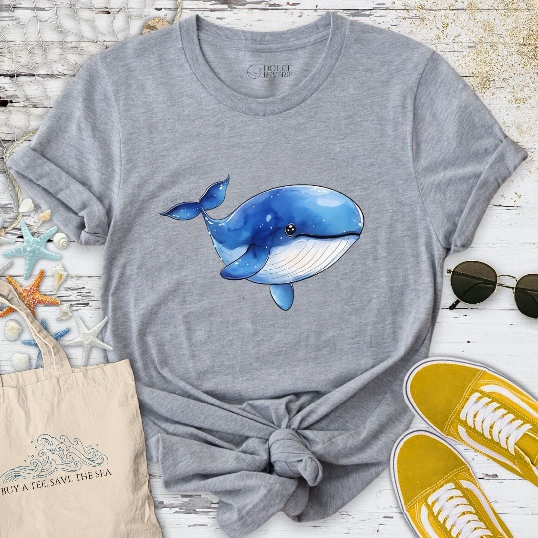Cute Watercolor Whale T-Shirt Sport Grey / S