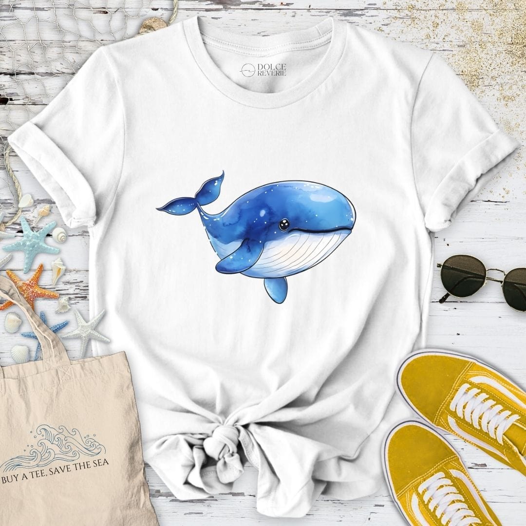 Cute Watercolor Whale T-Shirt White / S