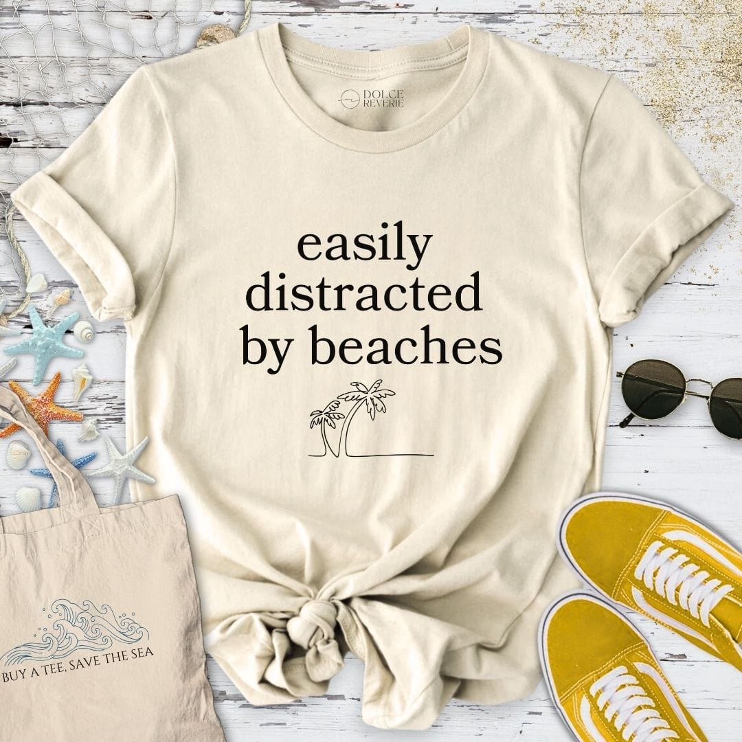 Distracted By Beaches T-Shirt Natural / S