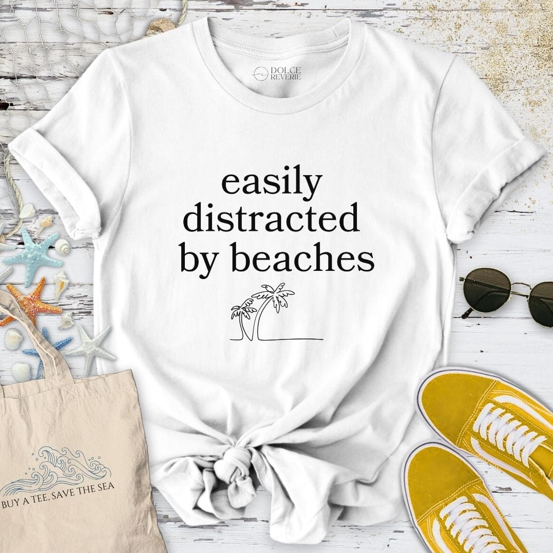 Distracted By Beaches T-Shirt White / S