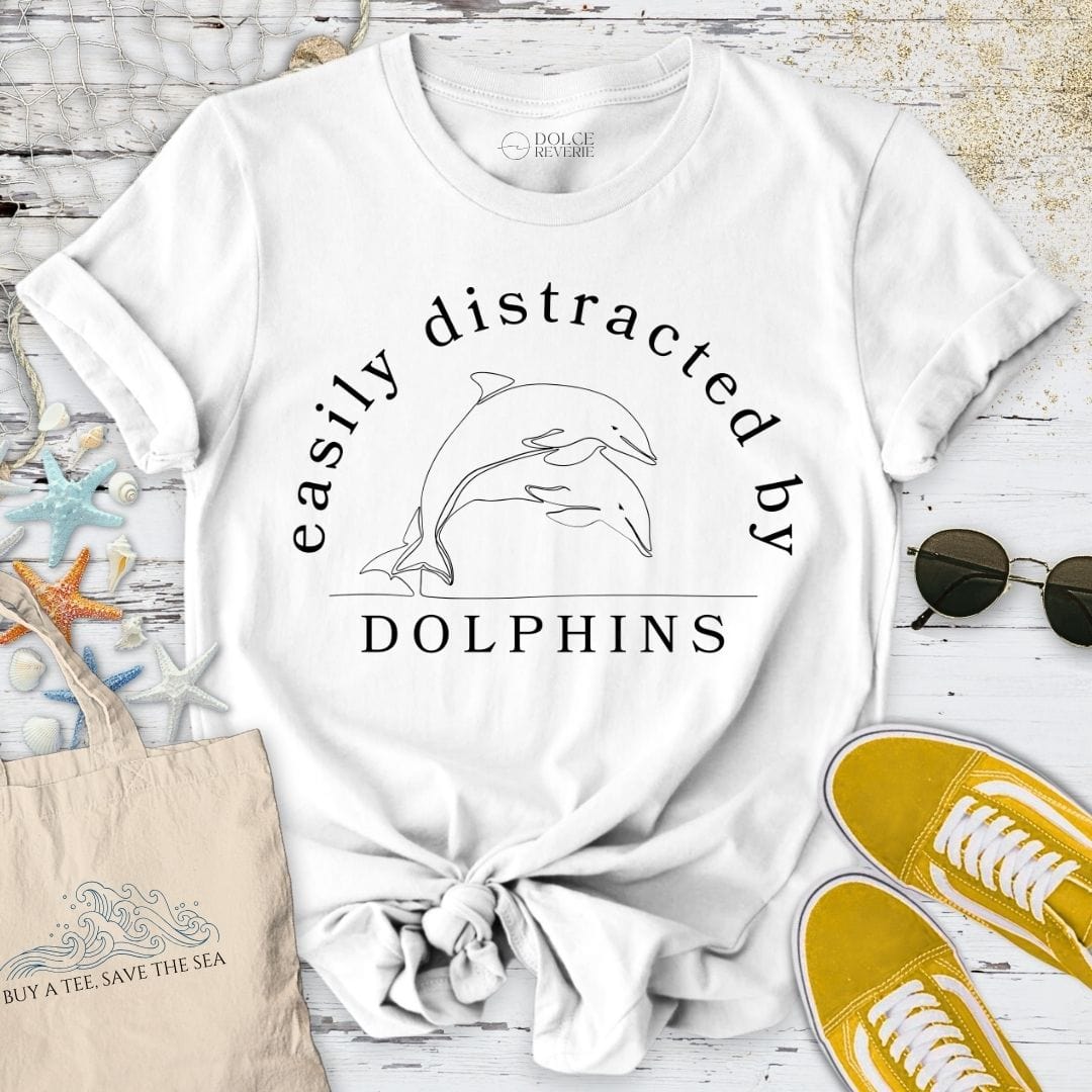 Distracted By Dolphins T-Shirt White / S