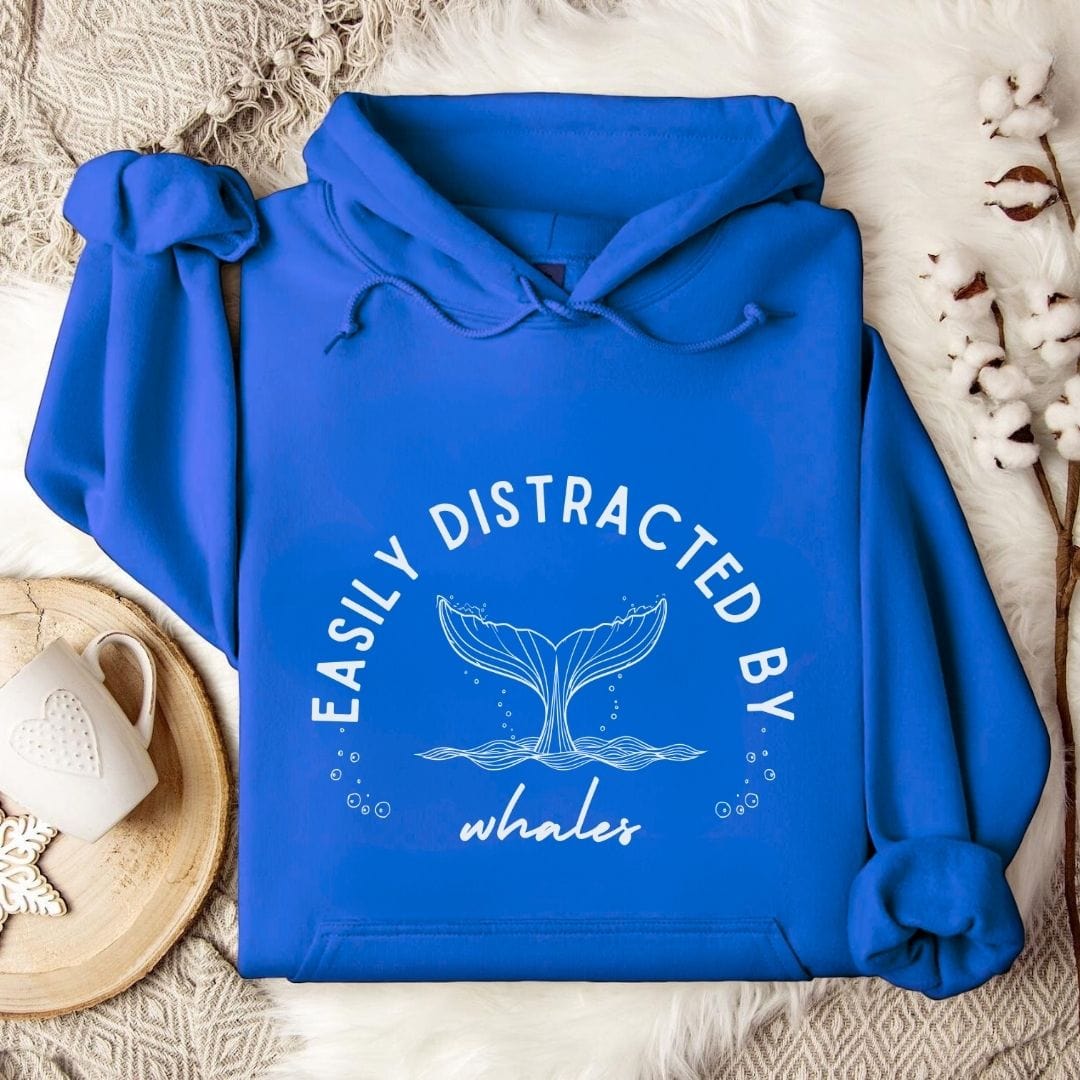 Distracted By Whales Hoodie Royal / S