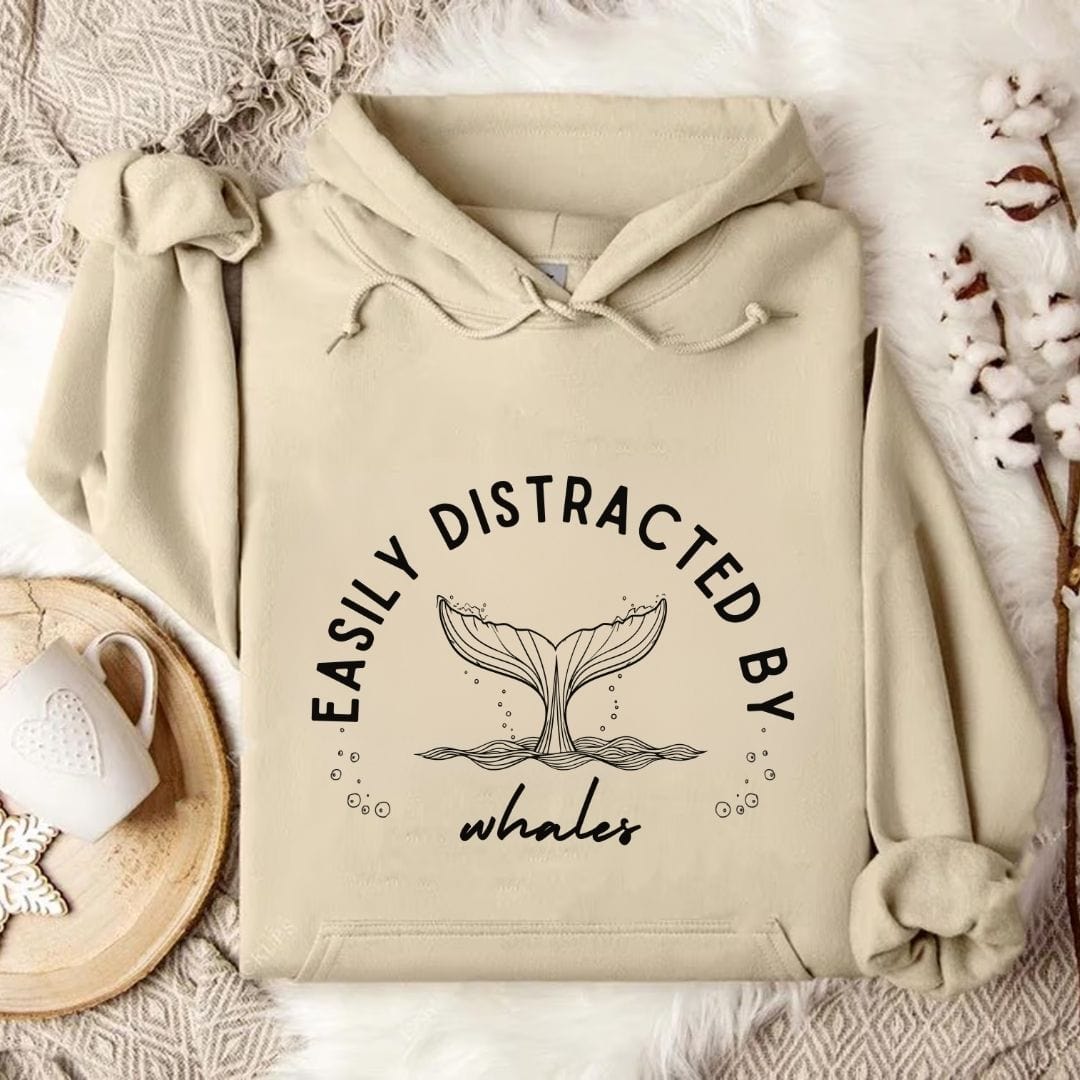 Distracted By Whales Hoodie Sand / S