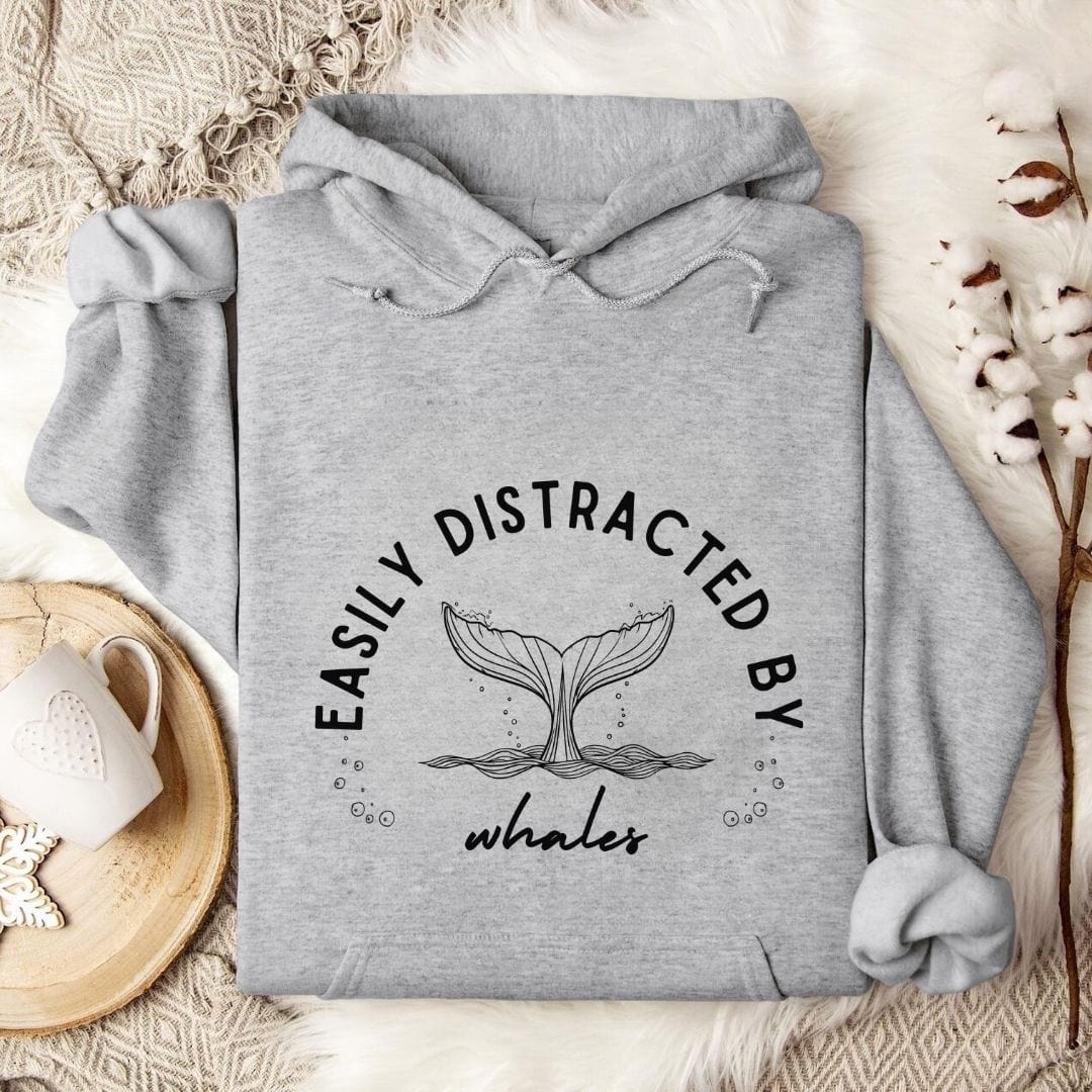 Distracted By Whales Hoodie Sport Grey / S