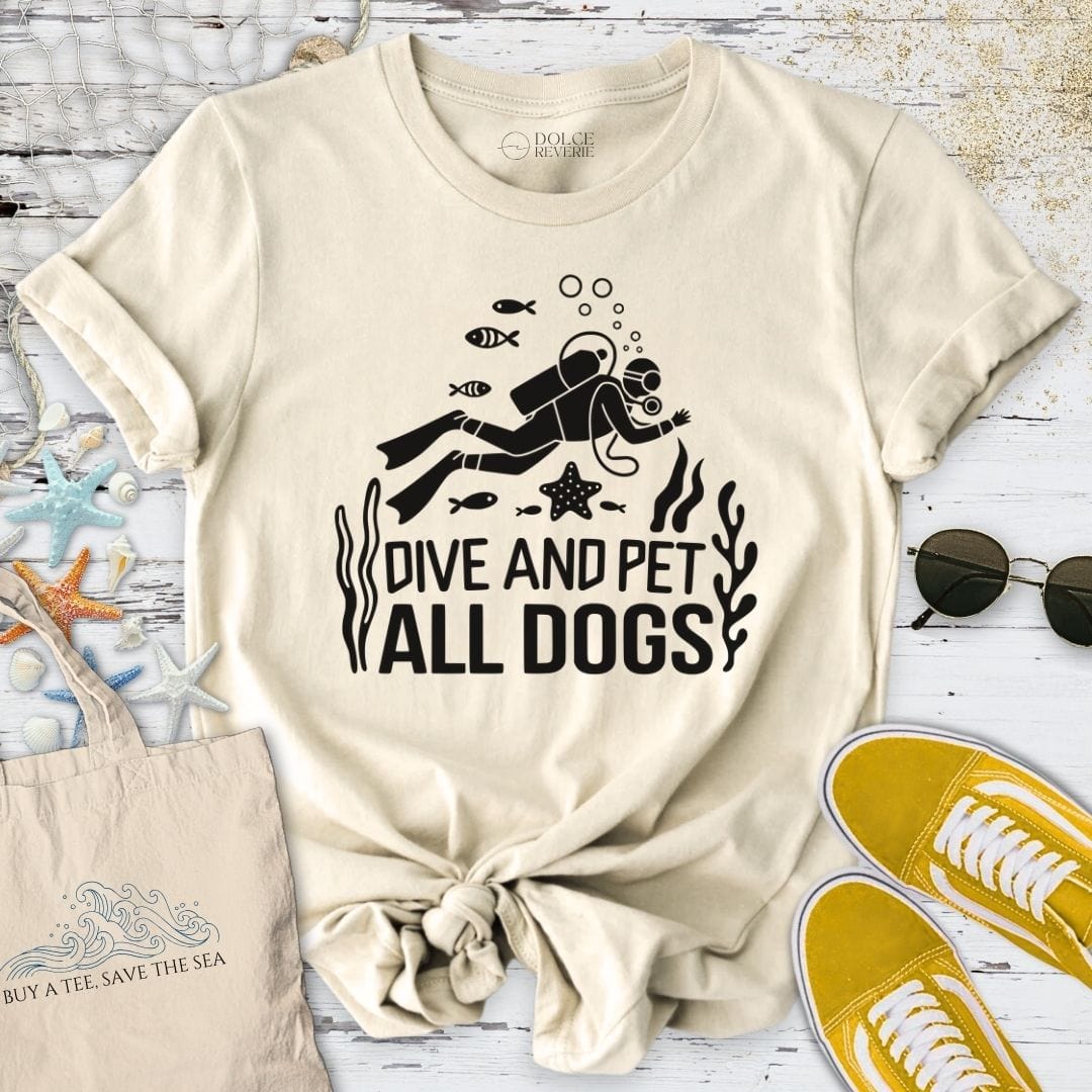 Dive And Pet All Dogs T-Shirt Natural / S