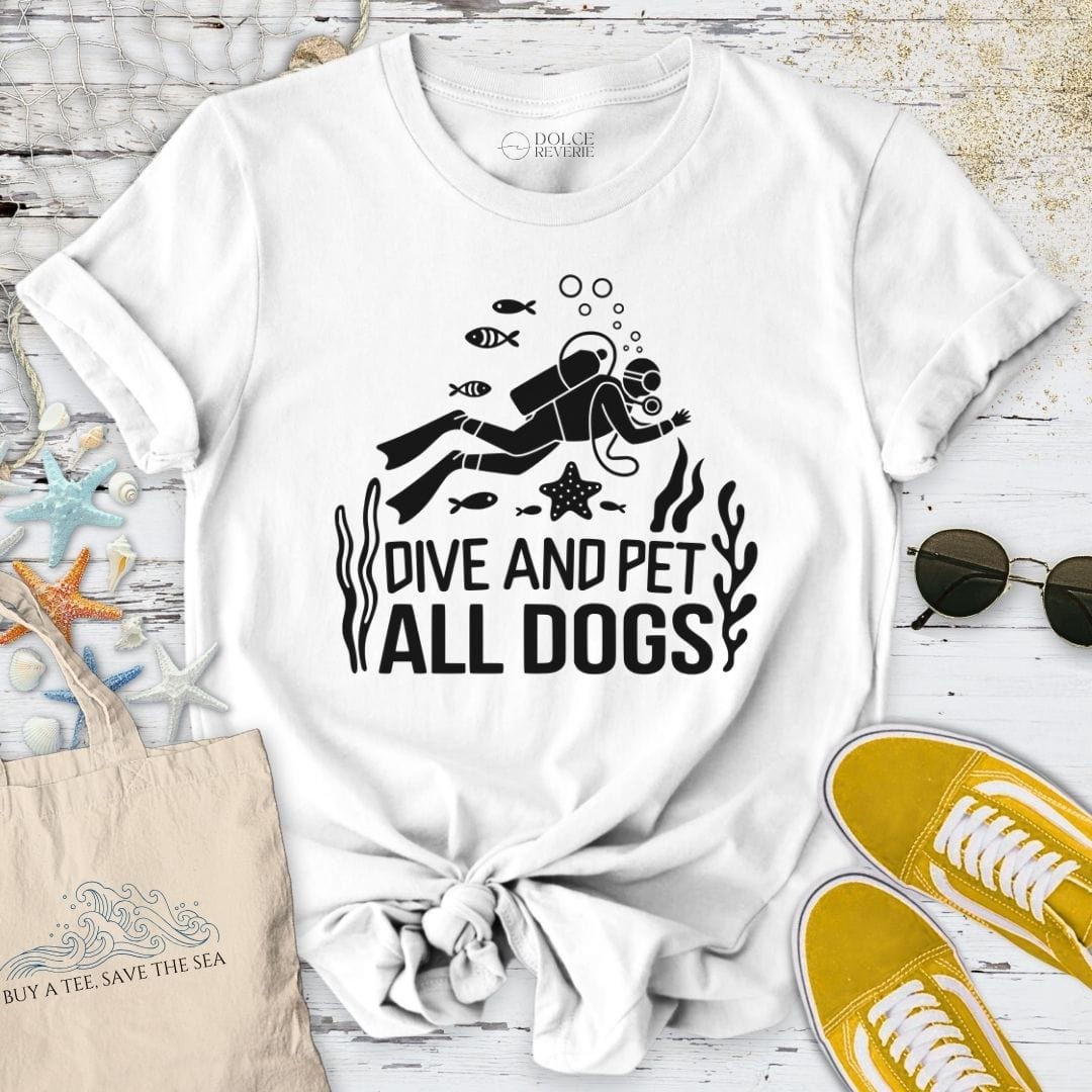 Dive And Pet All Dogs T-Shirt White / S