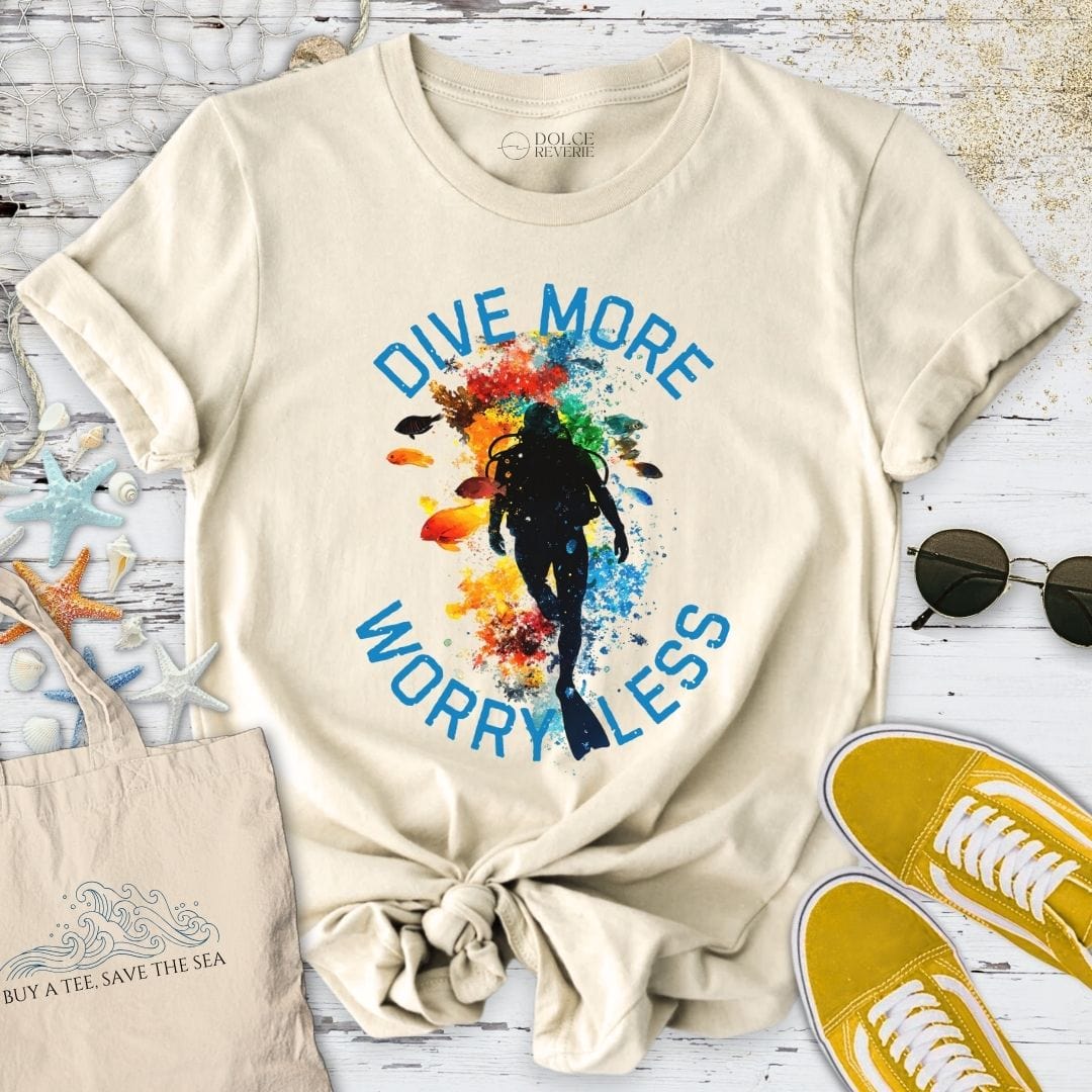Dive More, Worry Less T-Shirt Natural / S