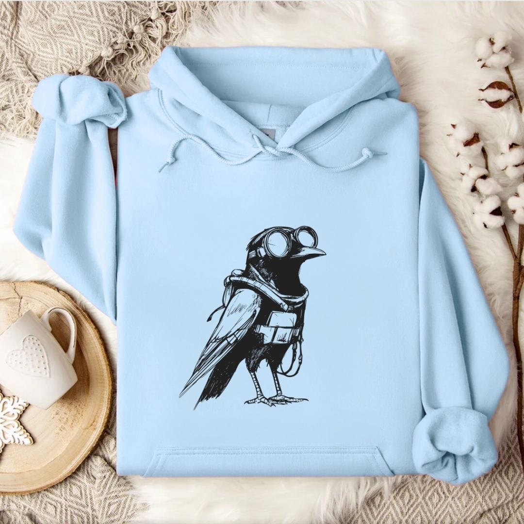 Diver Crow Hoodie Light Blue / S