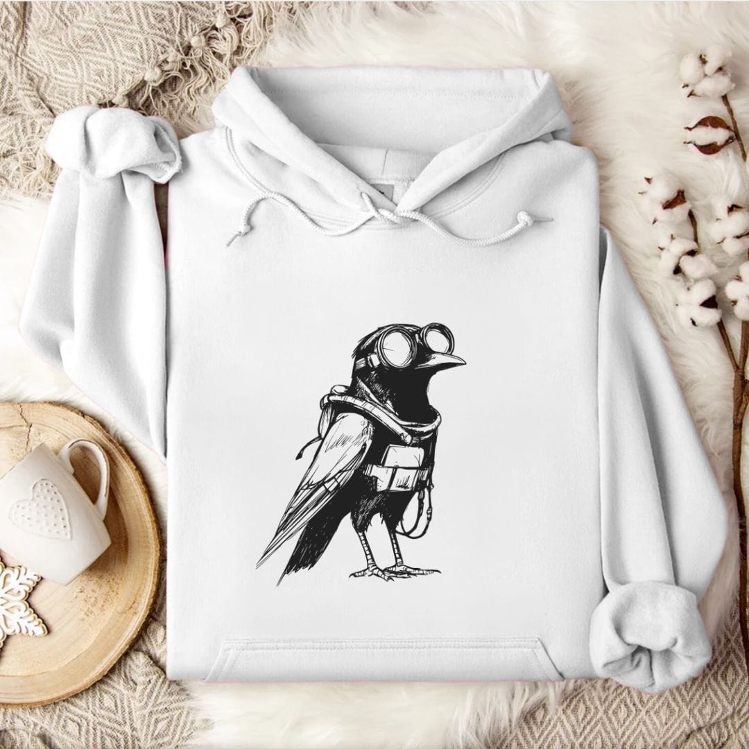 Diver Crow Hoodie White / S