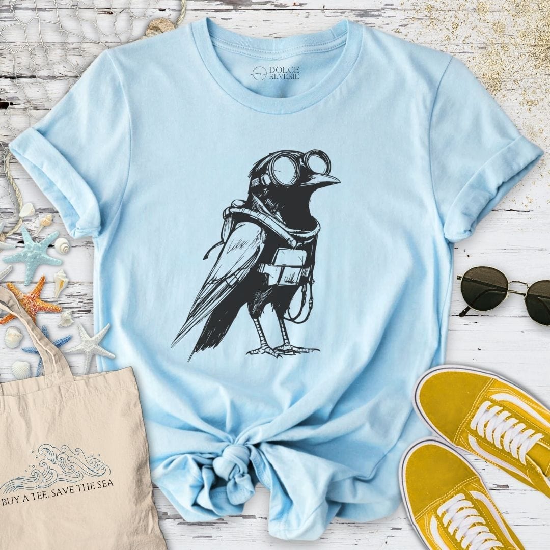 Diving Crow T-Shirt Light Blue / S