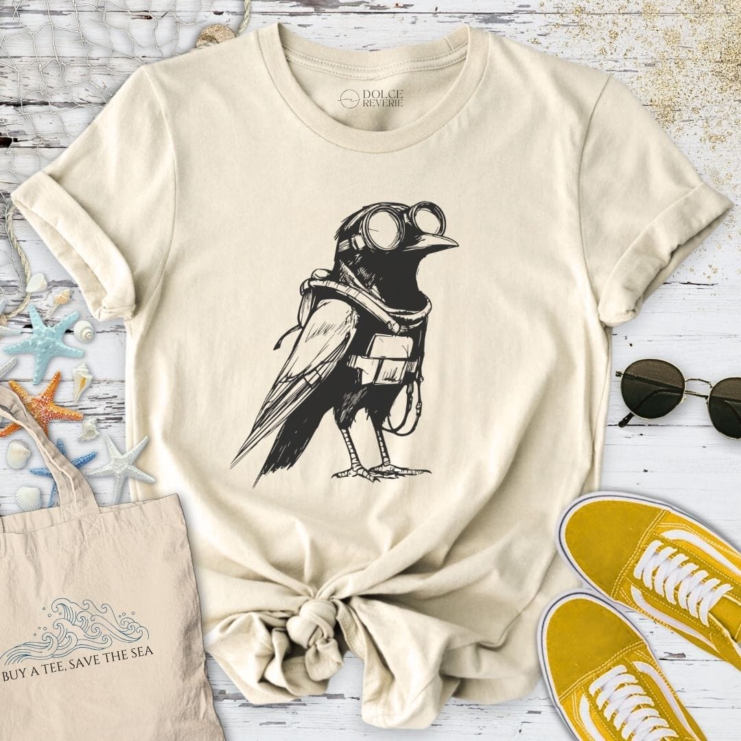 Diving Crow T-Shirt Natural / S
