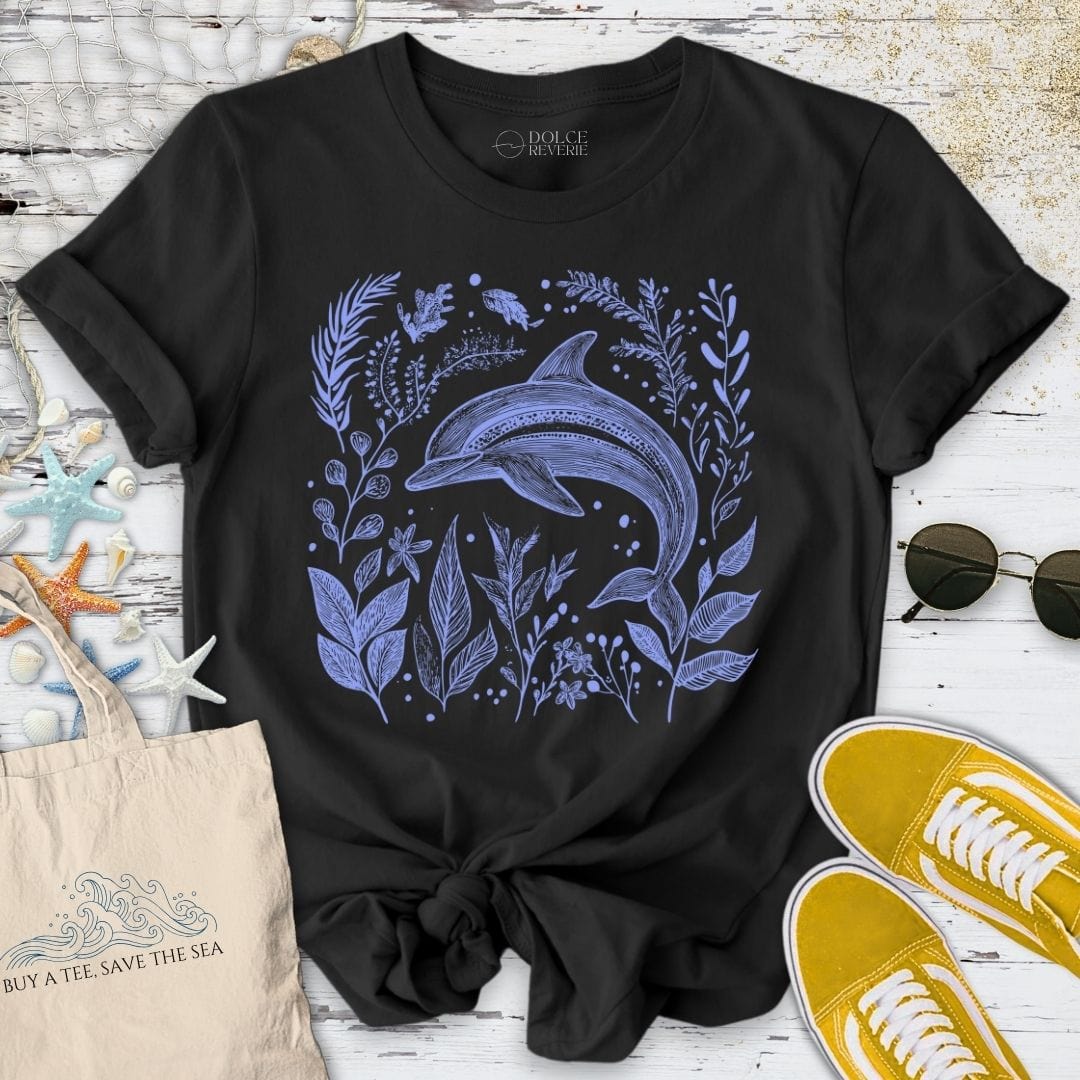 Dolphin & Plants T-Shirt Black / S