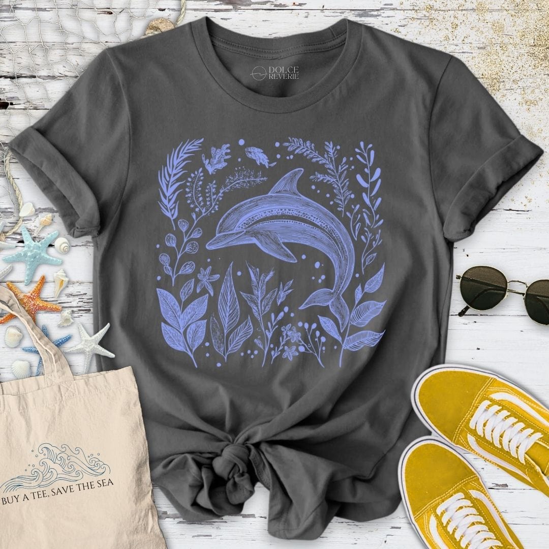 Dolphin & Plants T-Shirt Charcoal / S