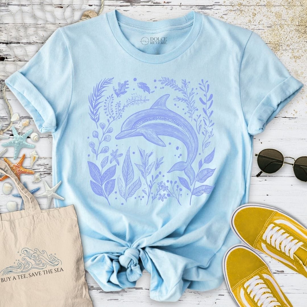 Dolphin & Plants T-Shirt Light Blue / S