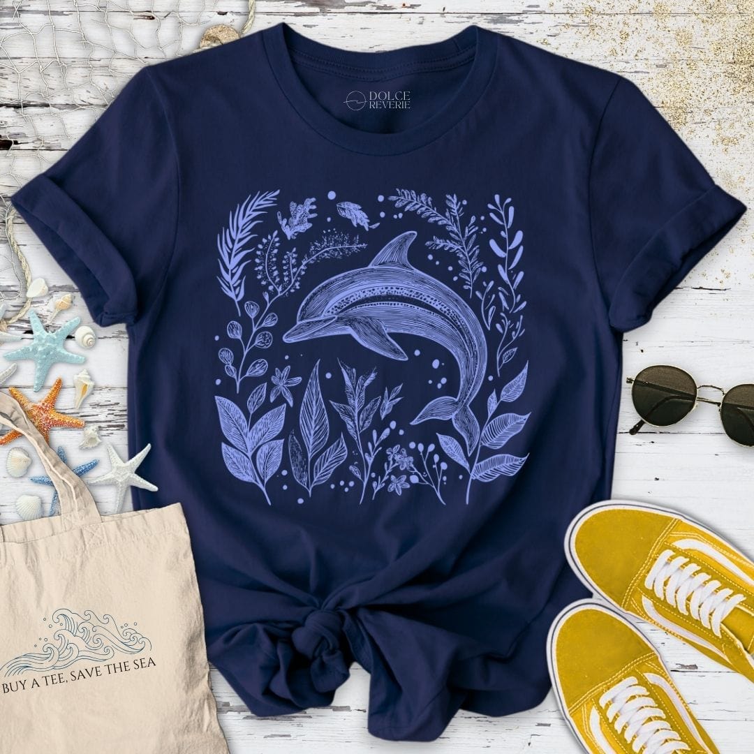 Dolphin & Plants T-Shirt Navy / S