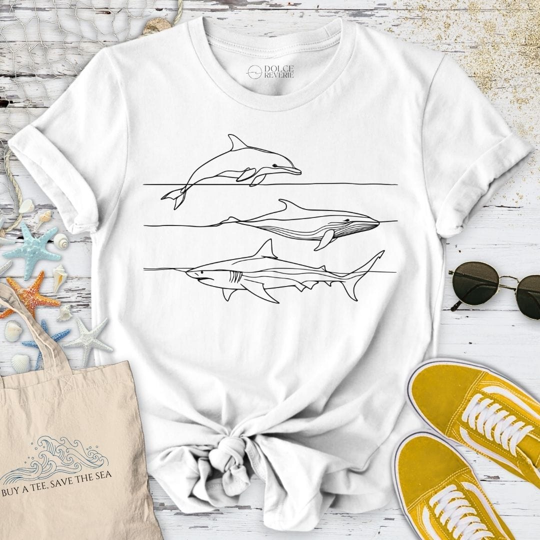 Dolphin Whale & Shark T-Shirt White / S