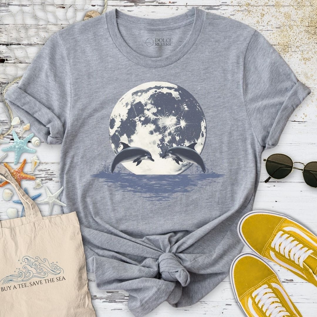 Dolphins Under The Moon T-Shirt Sport Grey / S