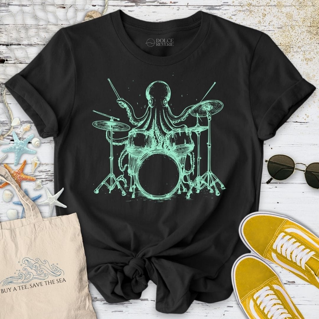 Drummer Octopus T-Shirt Black / S