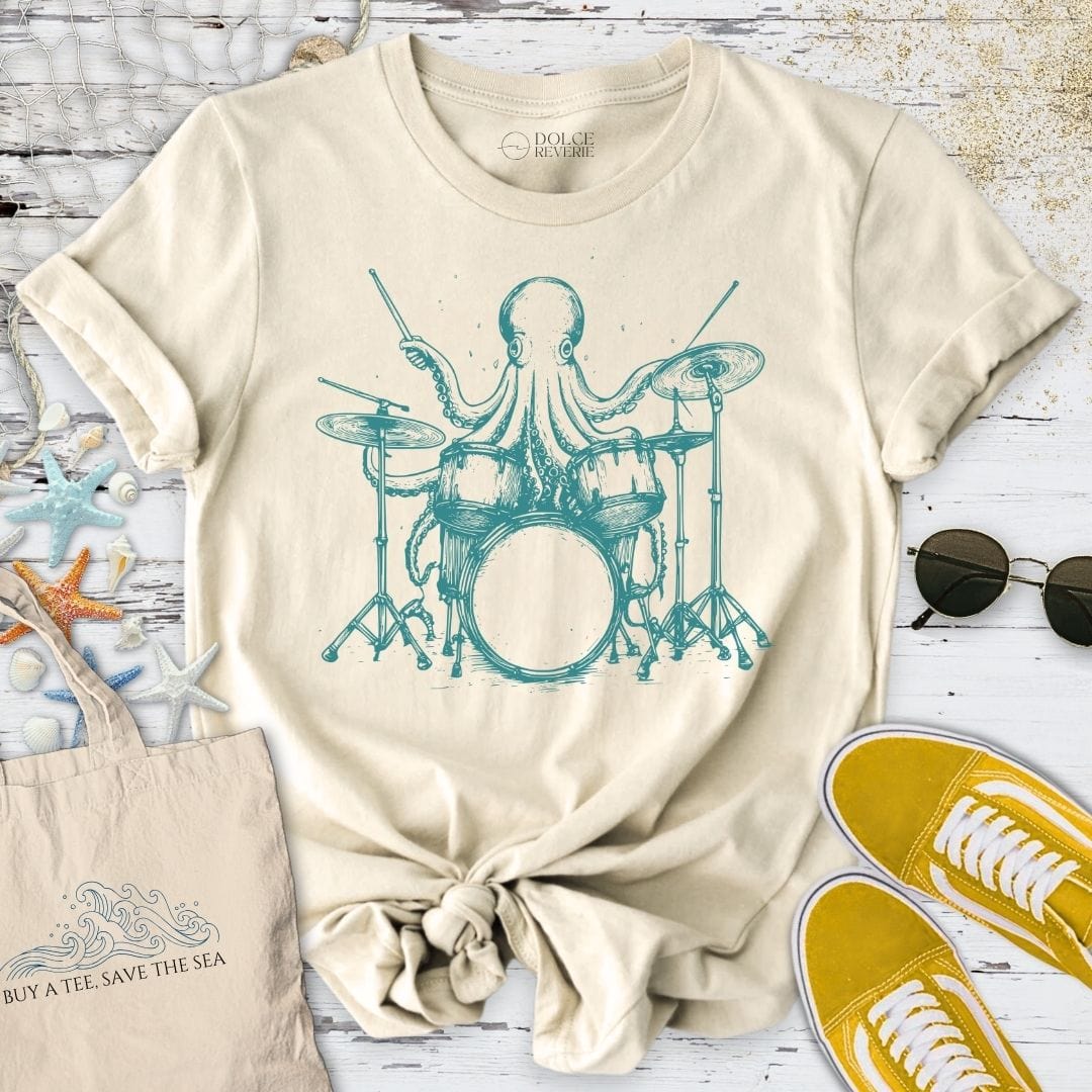Drummer Octopus T-Shirt Natural / S