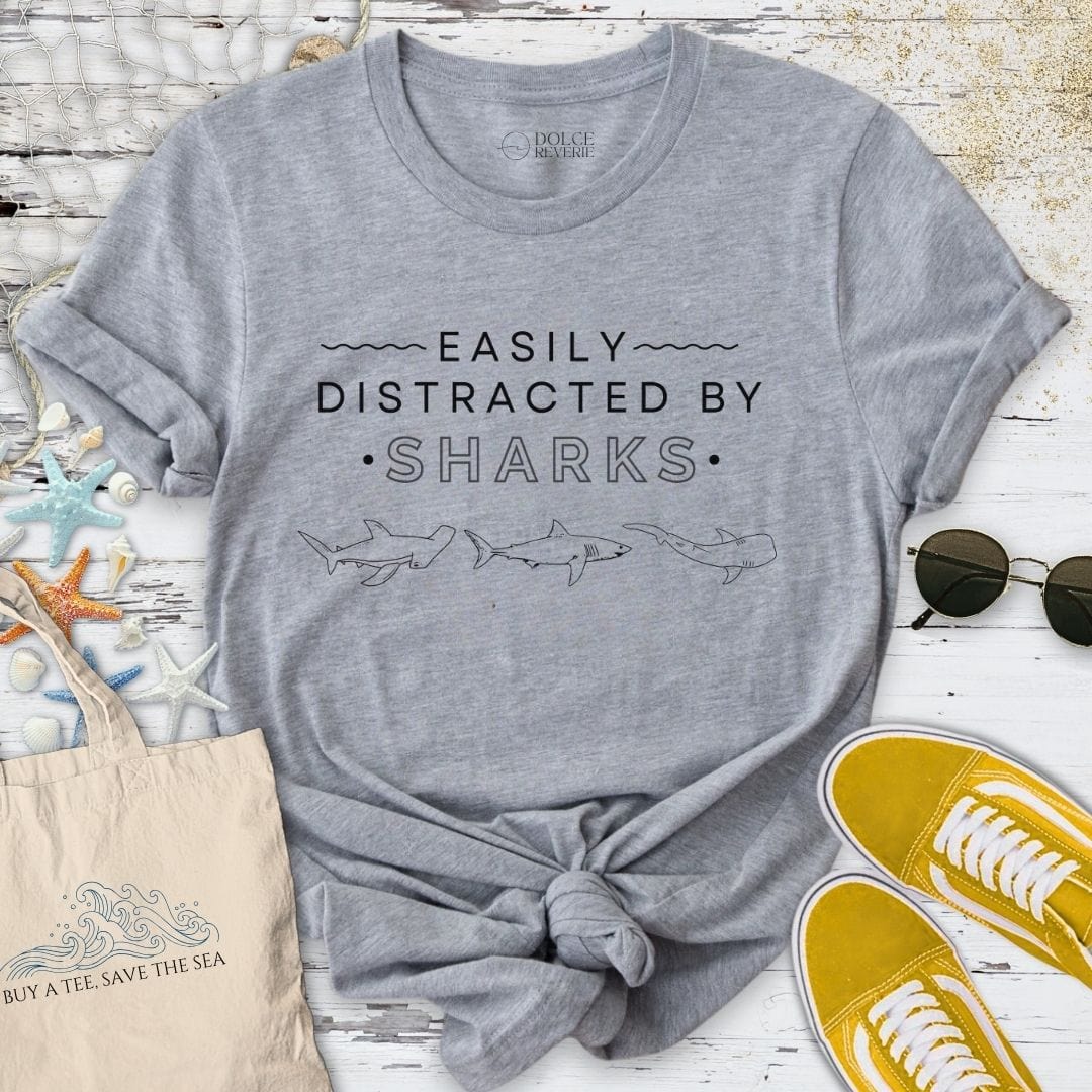 Easily Distracted By Sharks T-Shirt Sport Grey / S