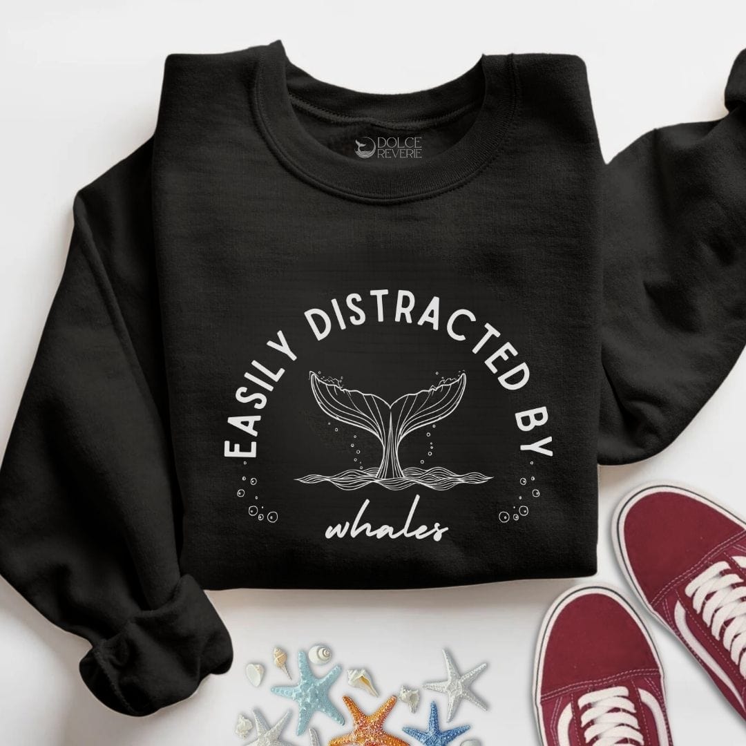 Easily Distracted By Whales Sweatshirt S / Black