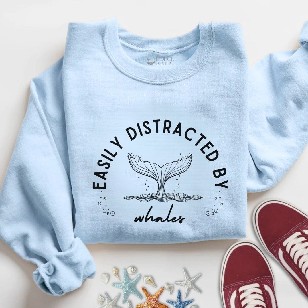 Easily Distracted By Whales Sweatshirt S / Light Blue