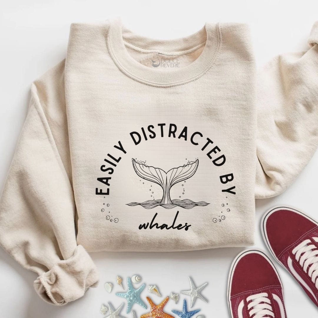 Easily Distracted By Whales Sweatshirt S / Sand