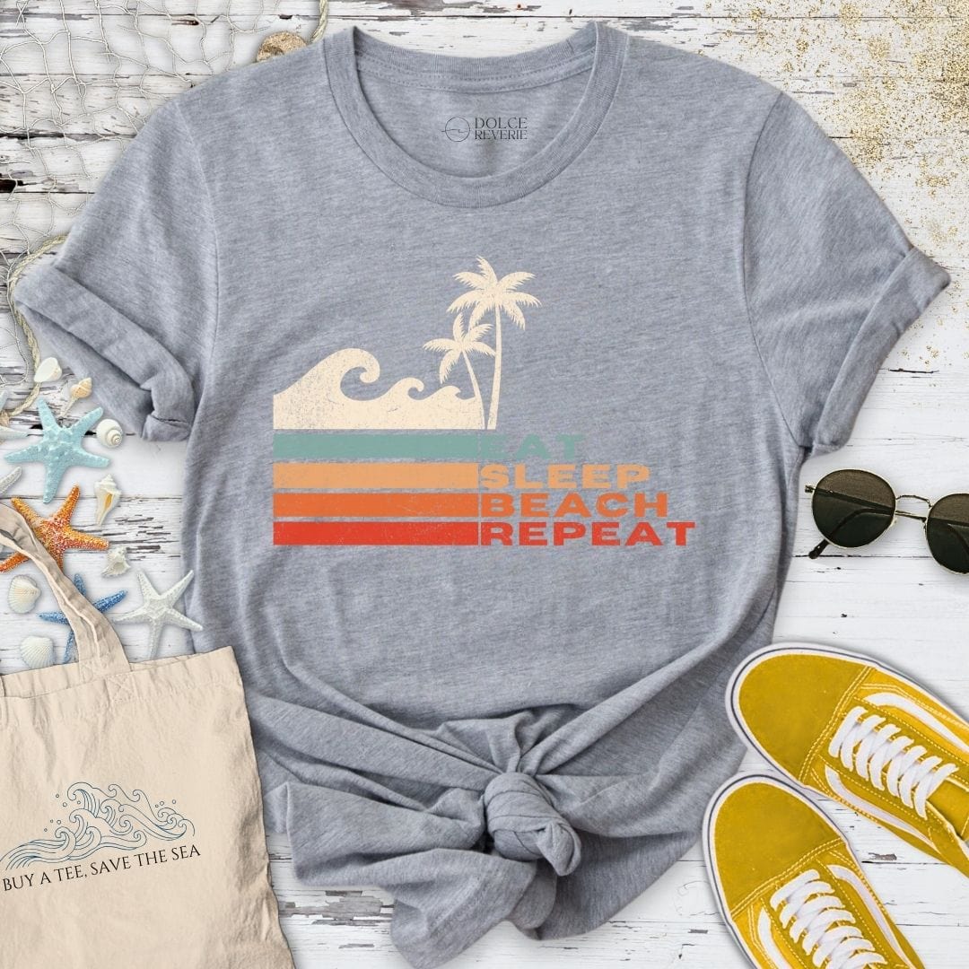 Eat Sleep Beach Repeat T-Shirt Sport Grey / S