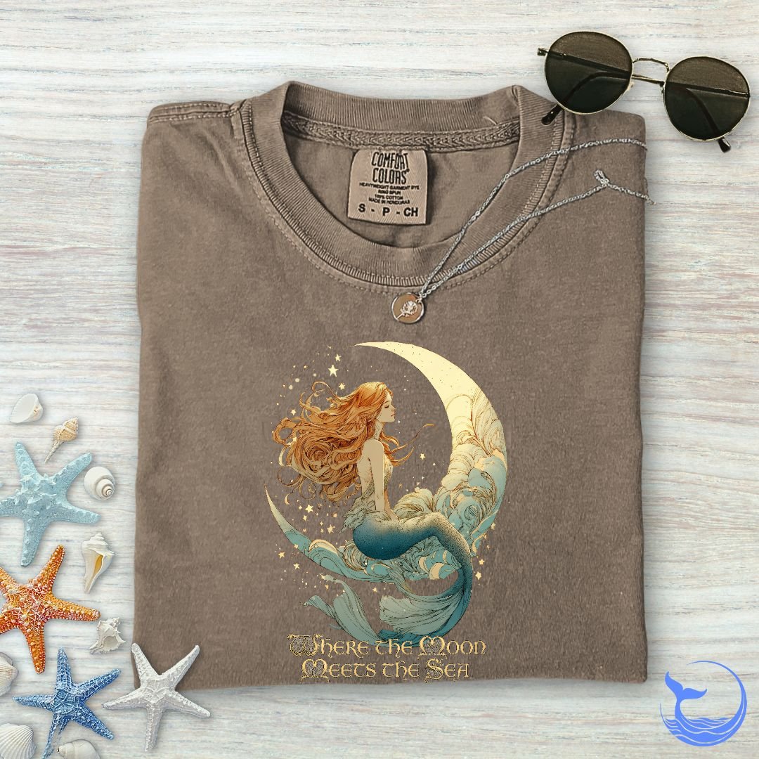 Moon Meets The Sea, Mermaid Comfort Colors T-Shirt