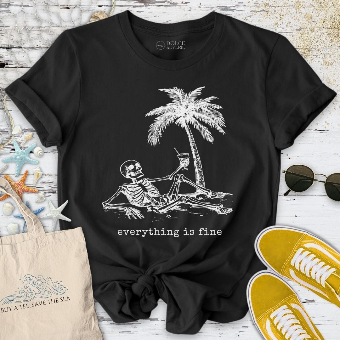 Everything Is Fine Skeleton T-Shirt Black / S