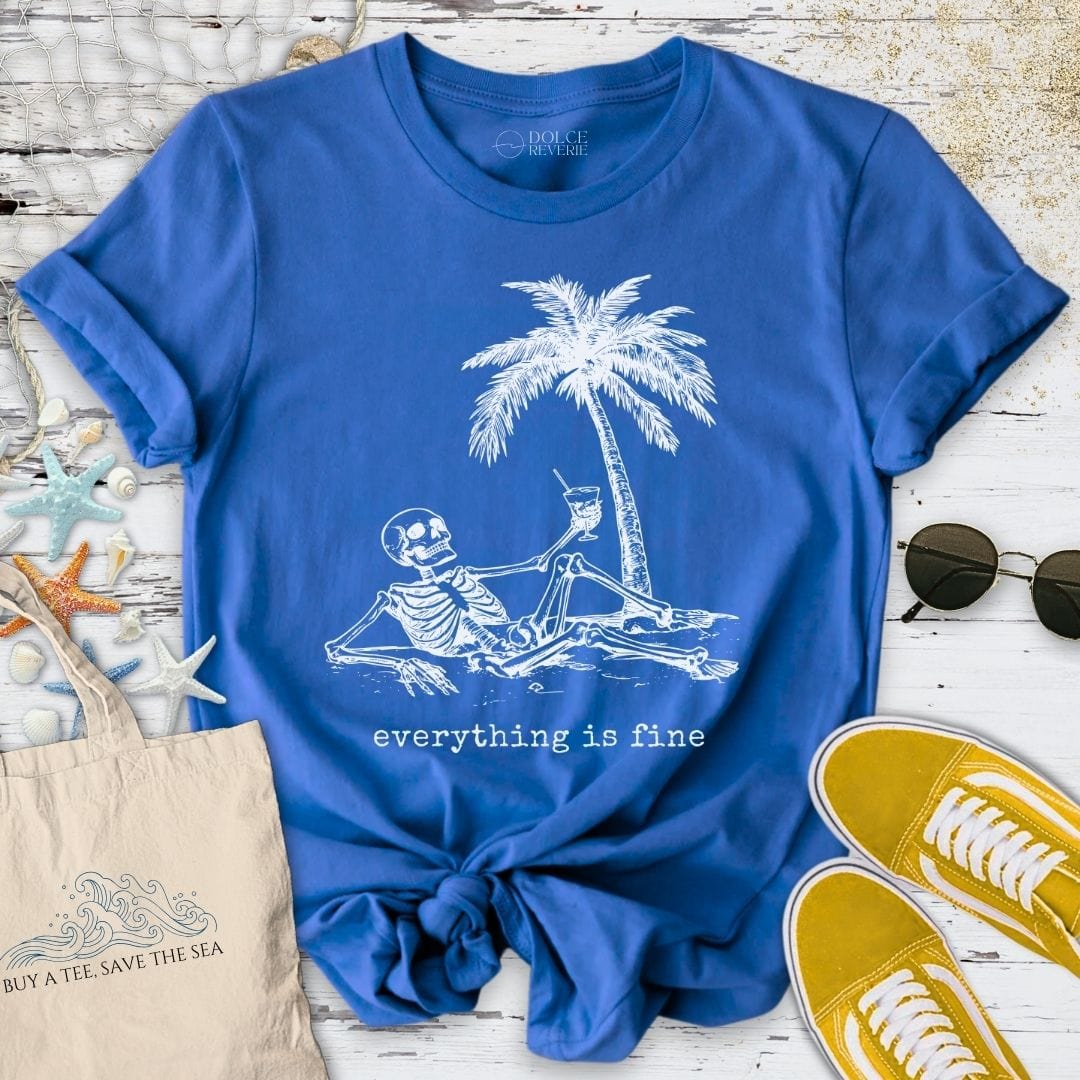 Everything Is Fine Skeleton T-Shirt Royal / S