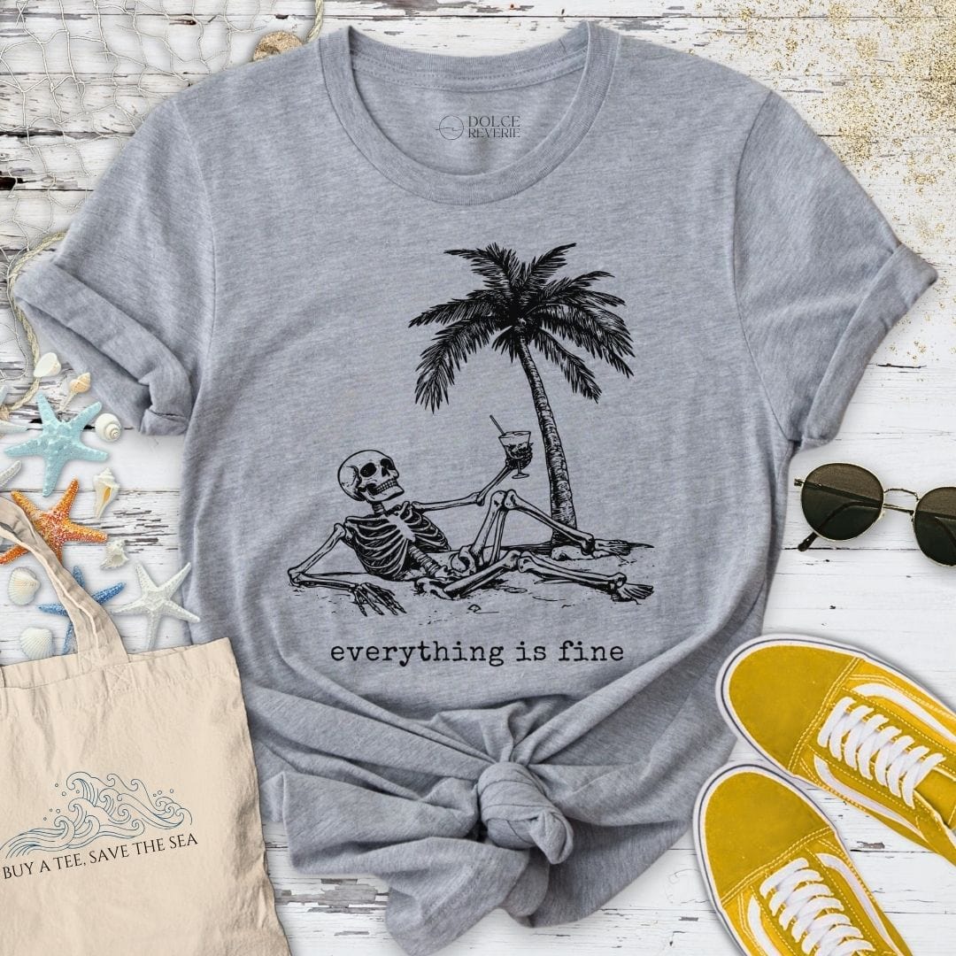Everything Is Fine Skeleton T-Shirt Sport Grey / S