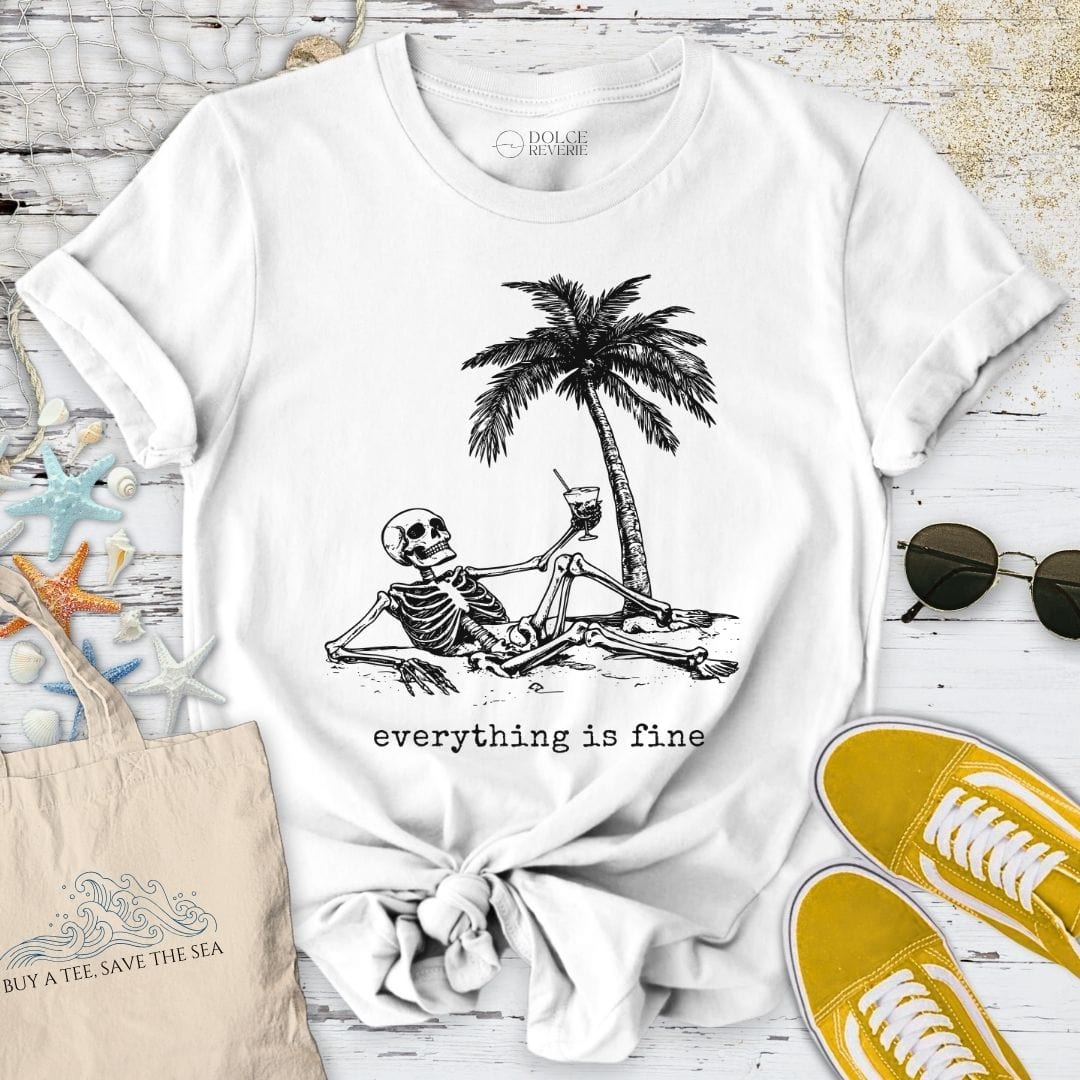 Everything Is Fine Skeleton T-Shirt White / S