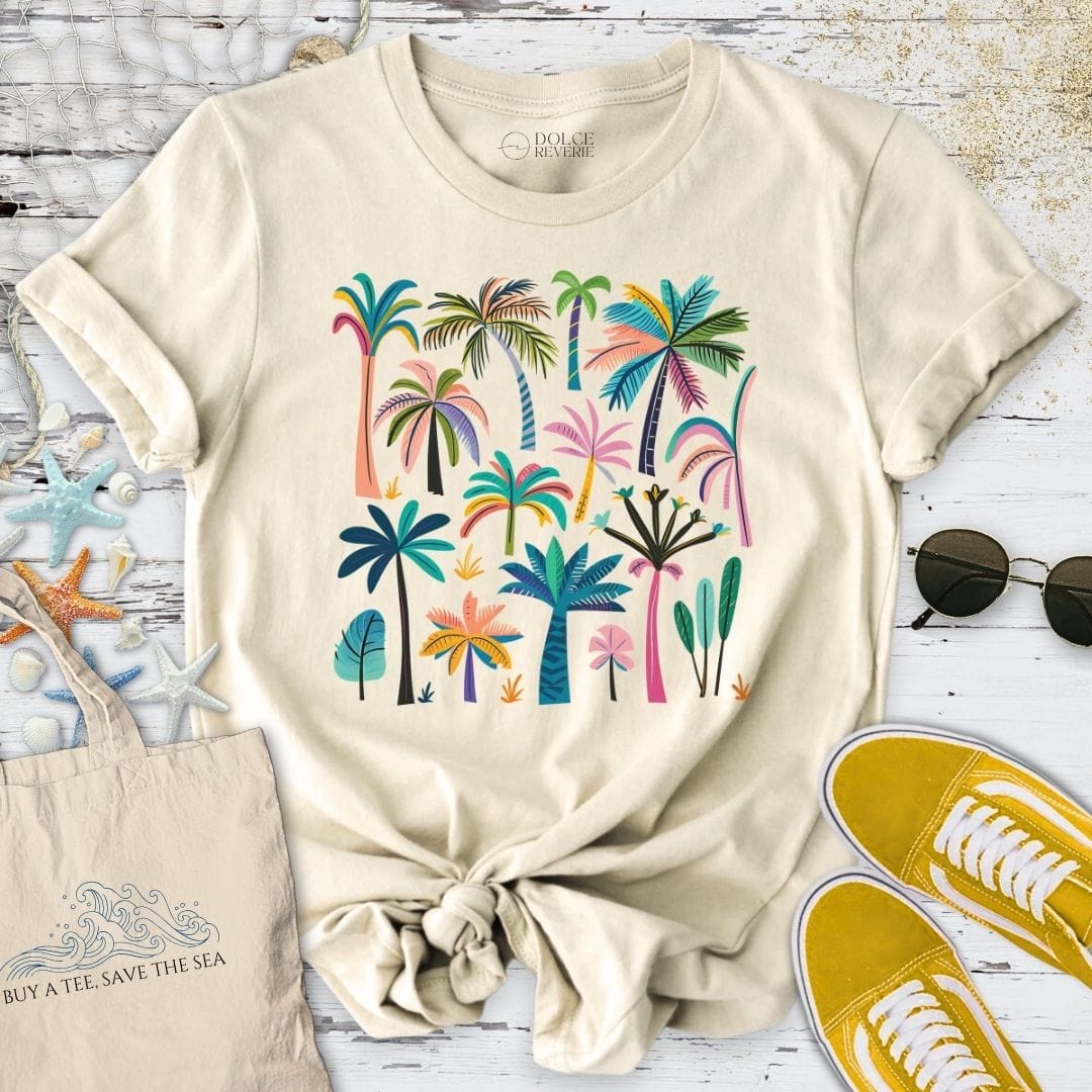 Field Of Colorful Palmtrees T-Shirt Natural / S