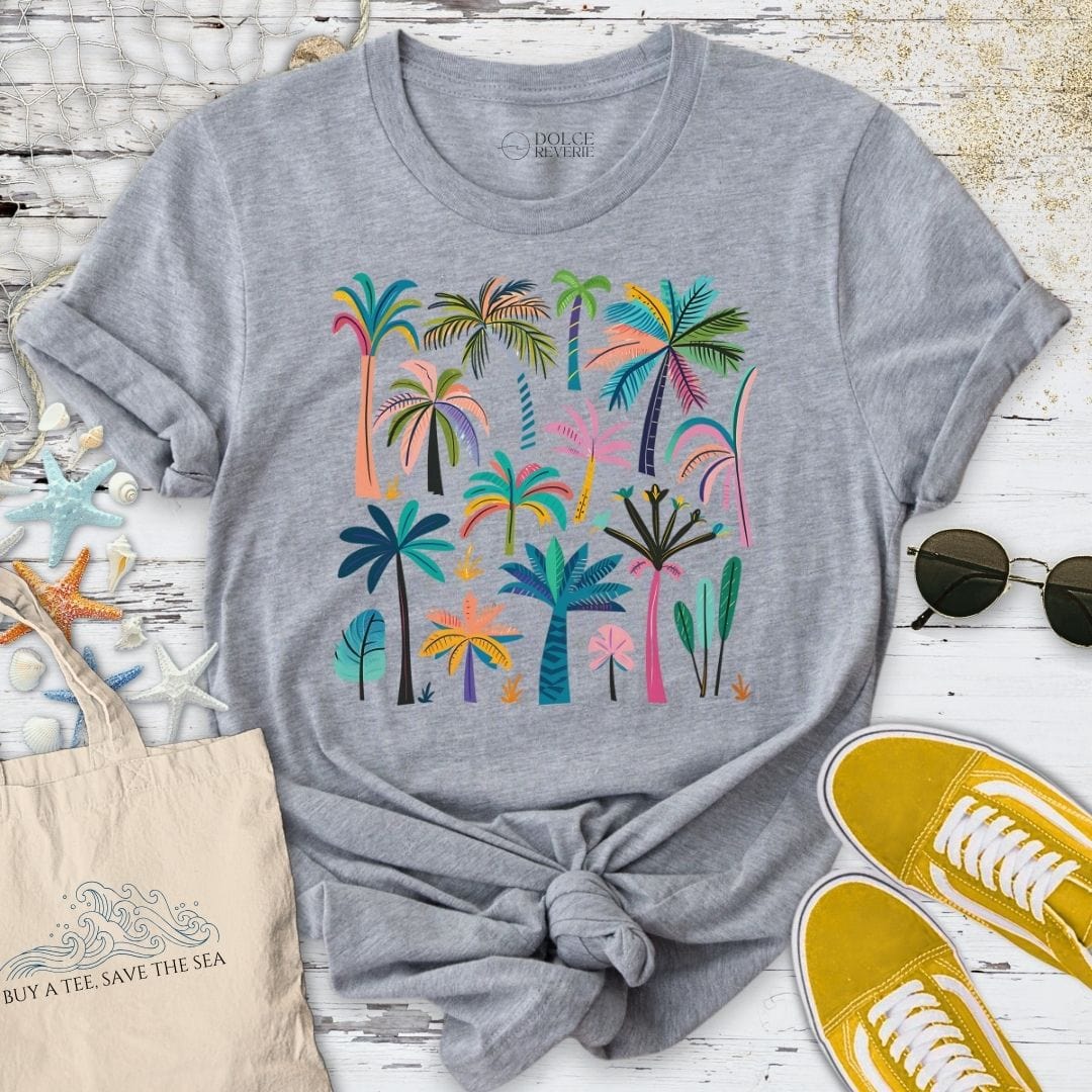 Field Of Colorful Palmtrees T-Shirt Sport Grey / S