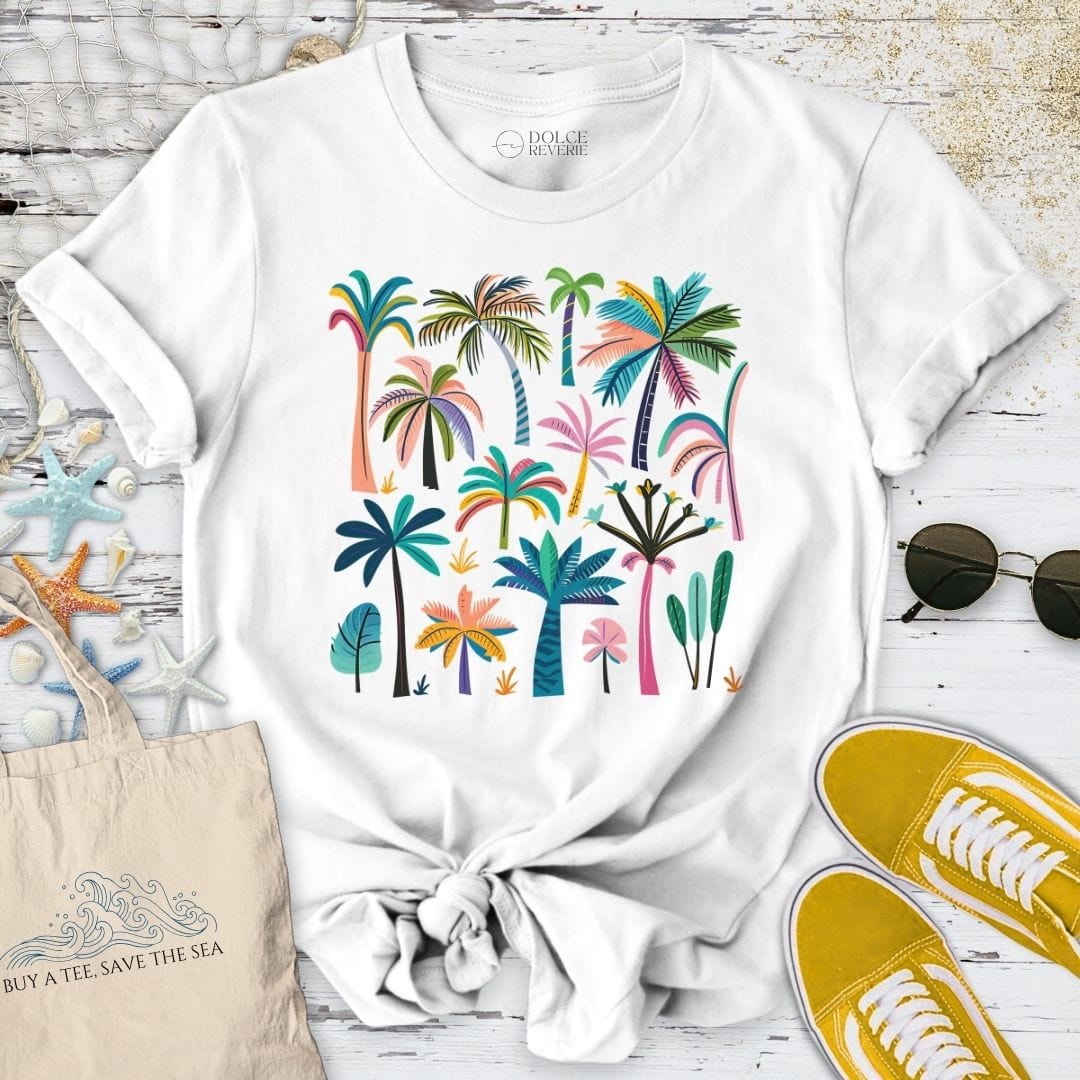 Field Of Colorful Palmtrees T-Shirt White / S